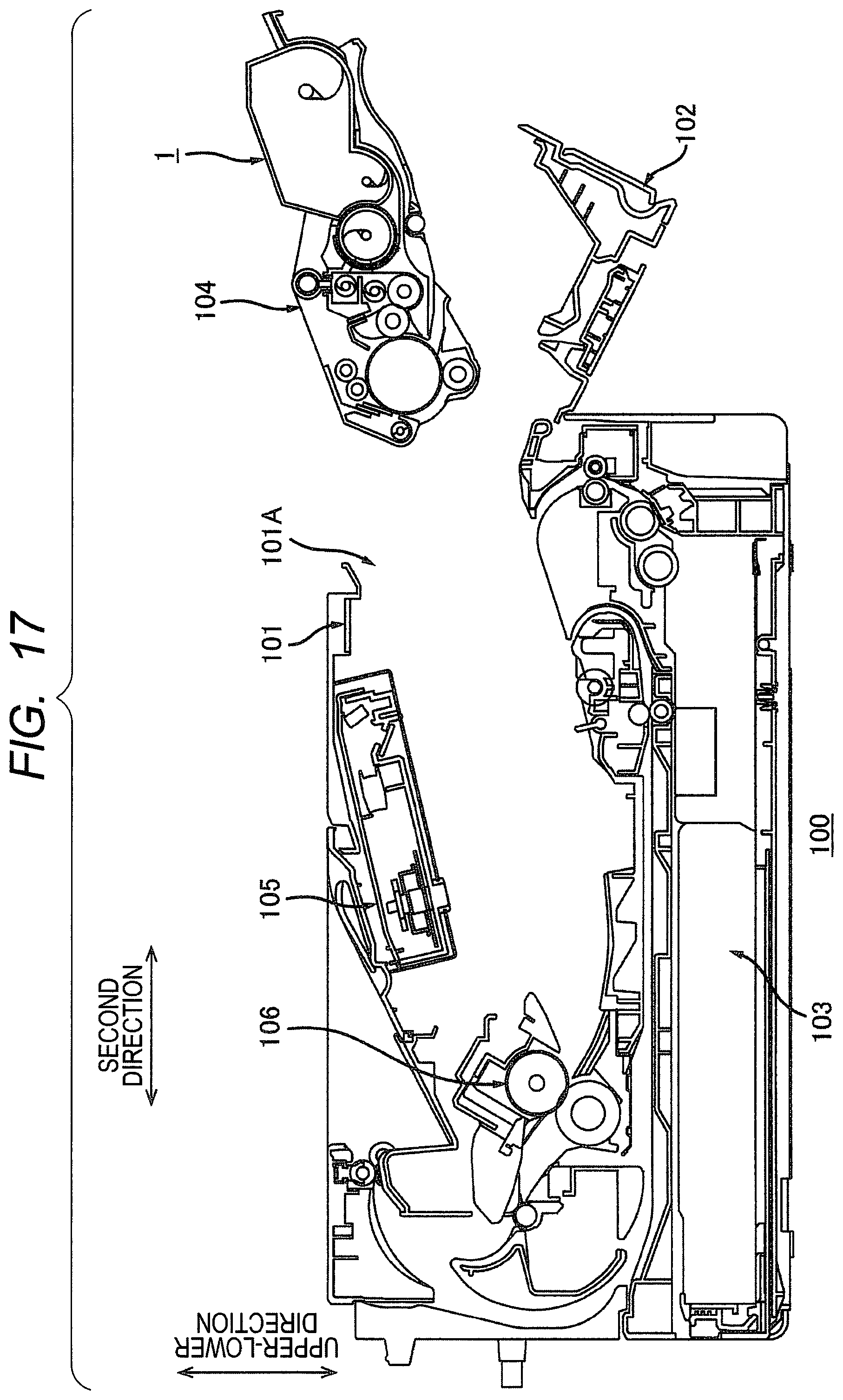 Patent US12332582 Figure 17 – Cartridge having rotatable reception shutter, cartridge having lever for opening and closing reception shutter, and method of supplying toner