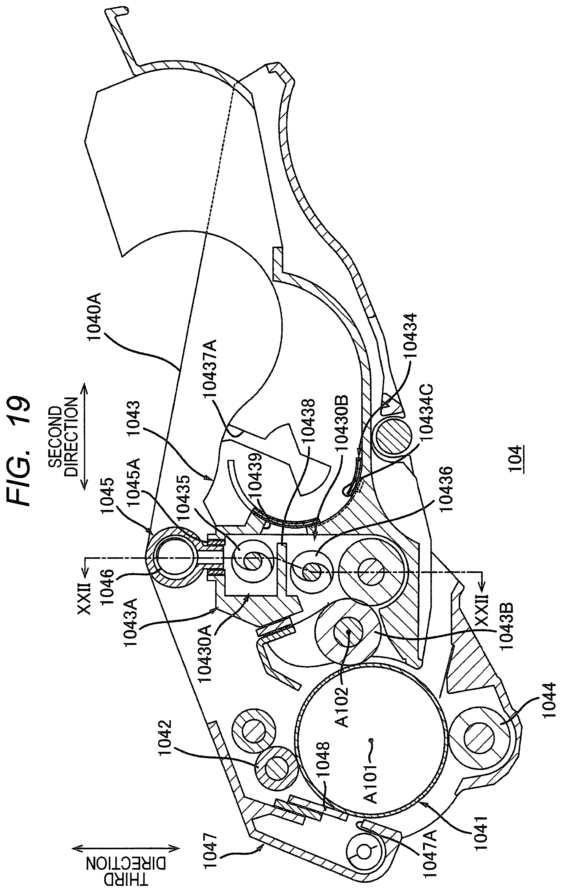 Patent US12332582 Figure 19 – Cartridge having rotatable reception shutter, cartridge having lever for opening and closing reception shutter, and method of supplying toner