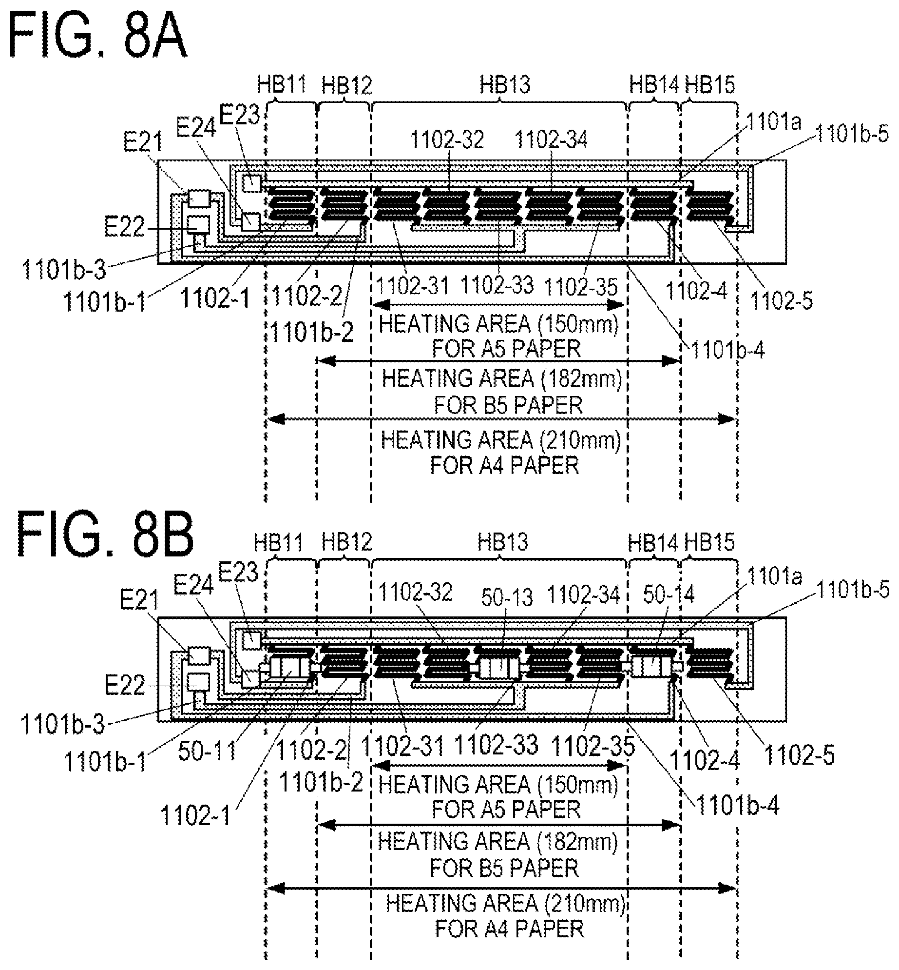 Patent US12332588 Figure 8 – Image heating device having heating element groups and safety elements for shutting off power to the heating element groups