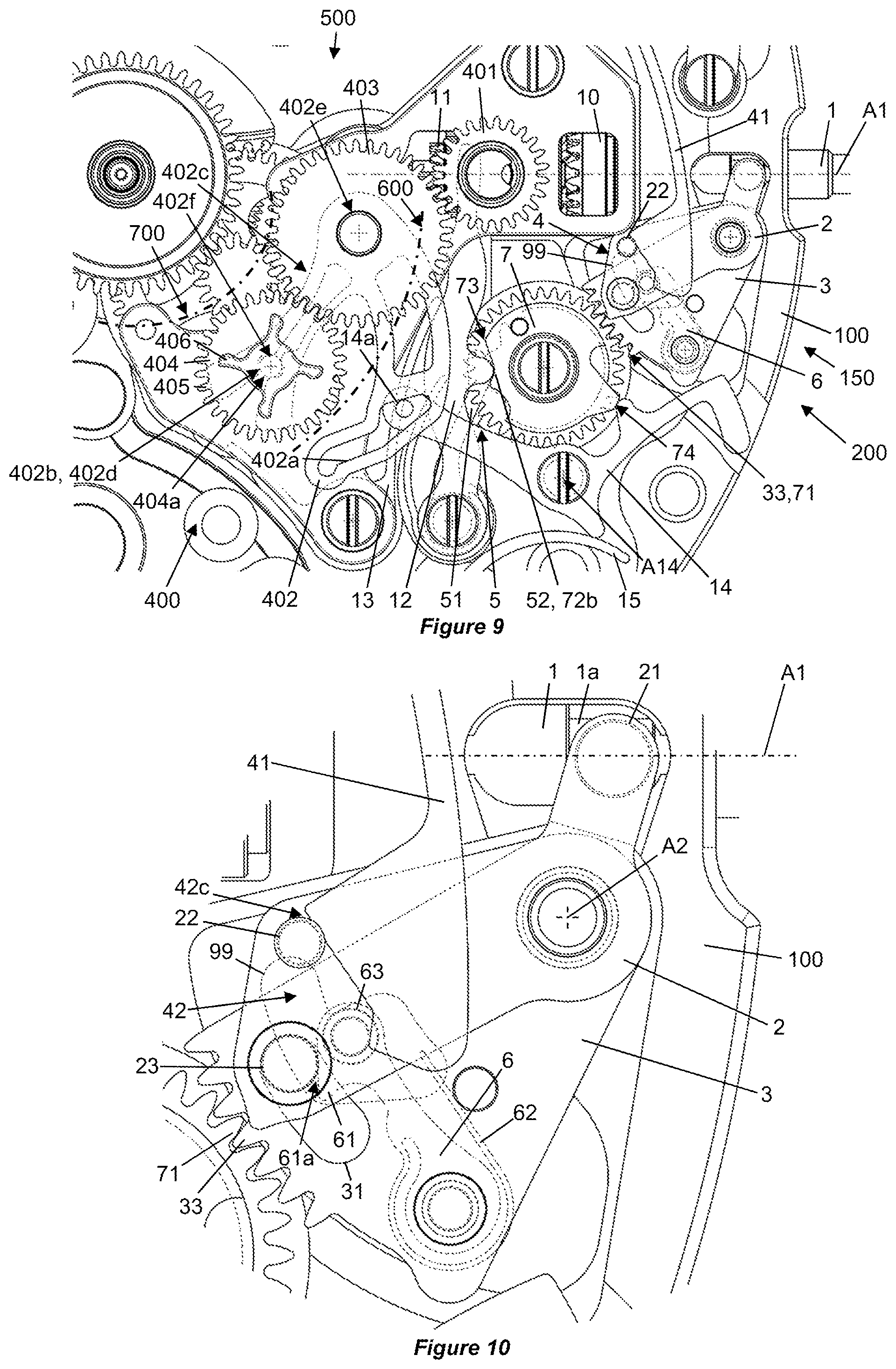 Patent US12332602 Figure 5 – Timepiece mechanism