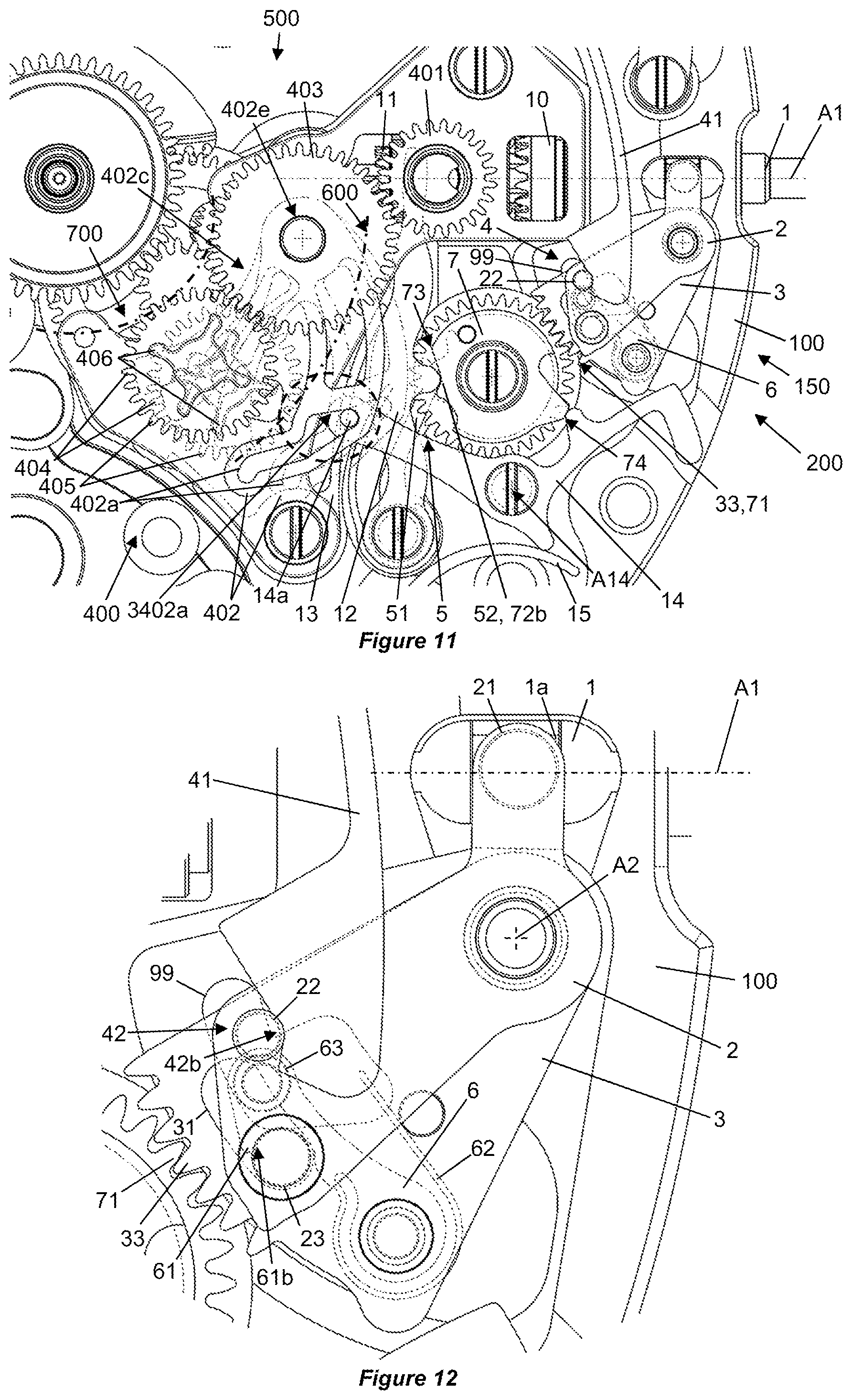 Patent US12332602 Figure 6 – Timepiece mechanism