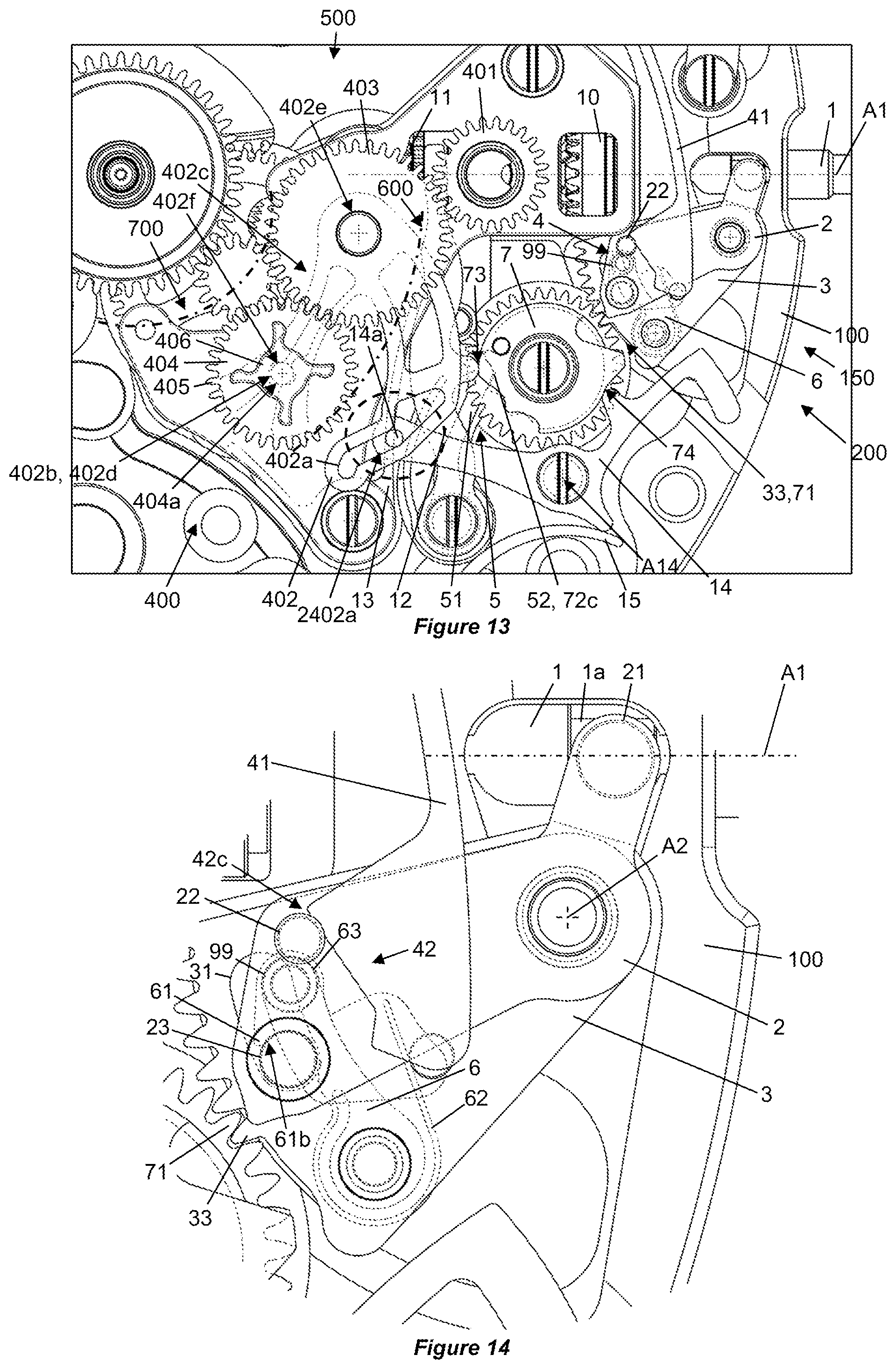 Patent US12332602 Figure 7 – Timepiece mechanism