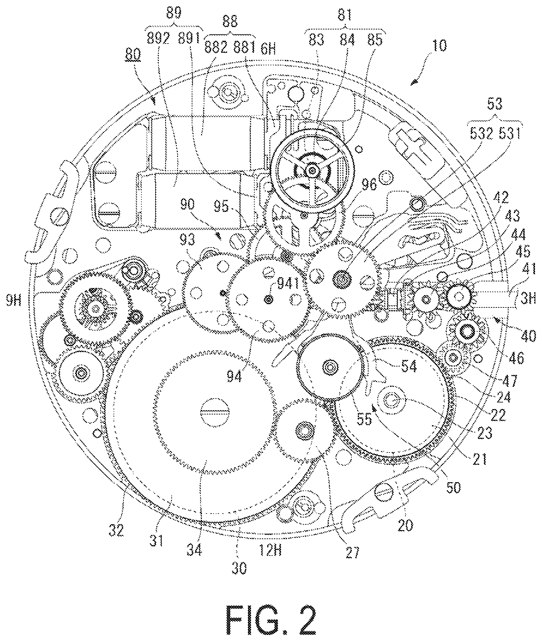 Patent US12332605 Figure 2 – Electronically controlled mechanical timepiece