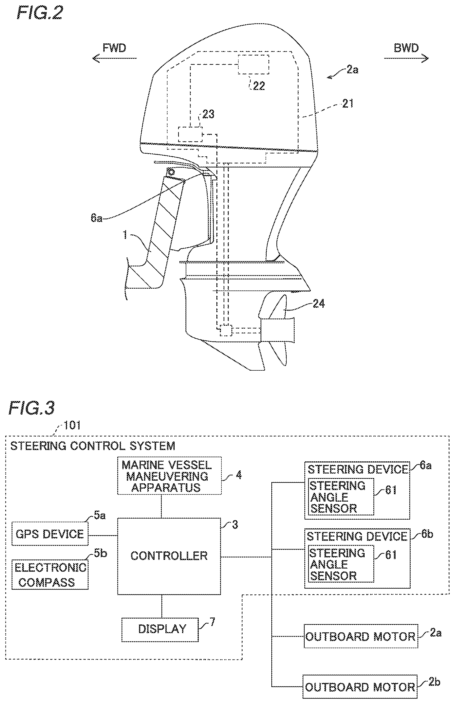 Patent US12332646 Figure 2 – Steering control system of marine vessel, marine vessel and steering control method of marine vessel