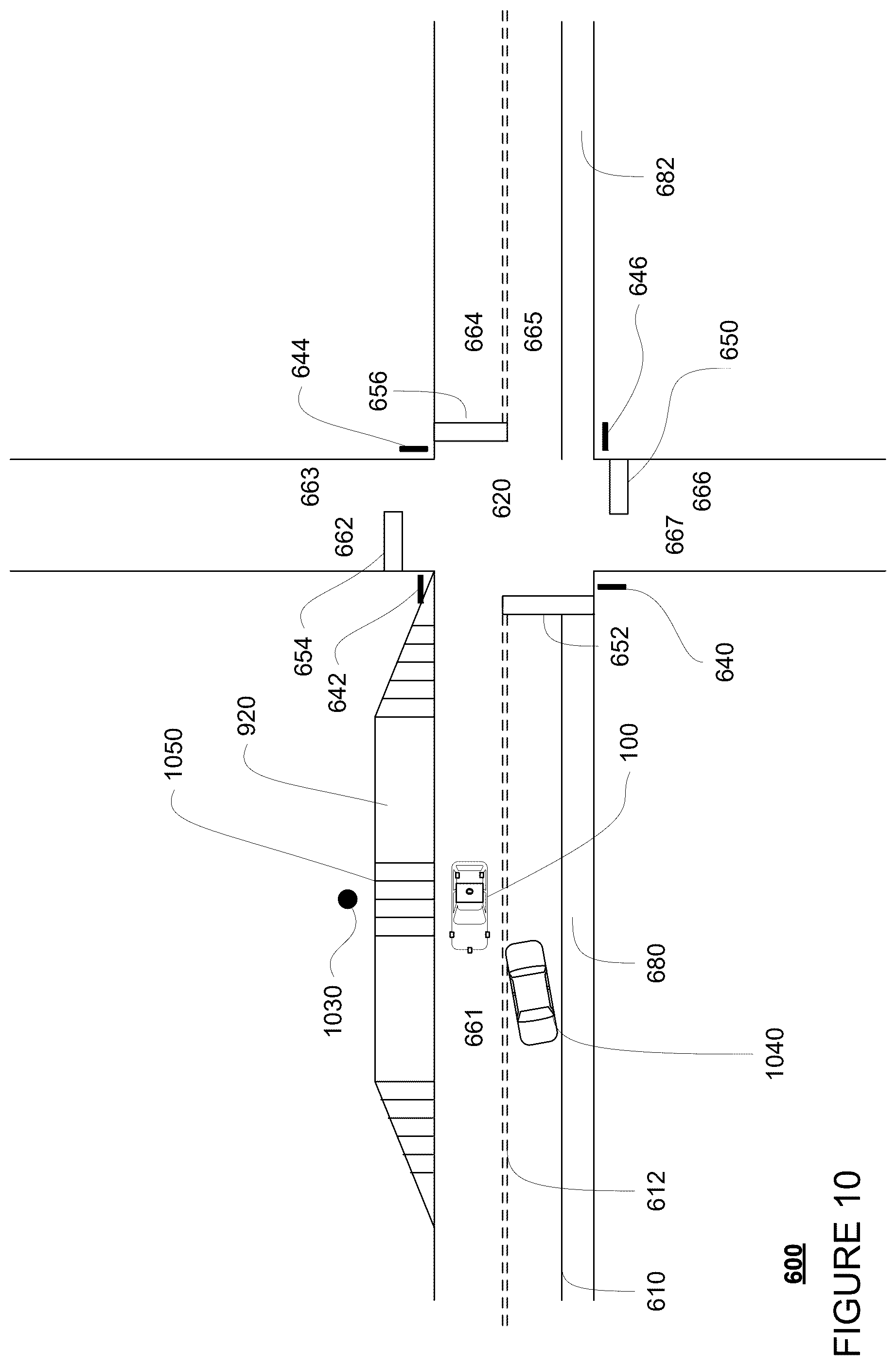 Patent US12332649 Figure 10 – Reducing inconvenience to surrounding road users caused by stopped autonomous vehicles