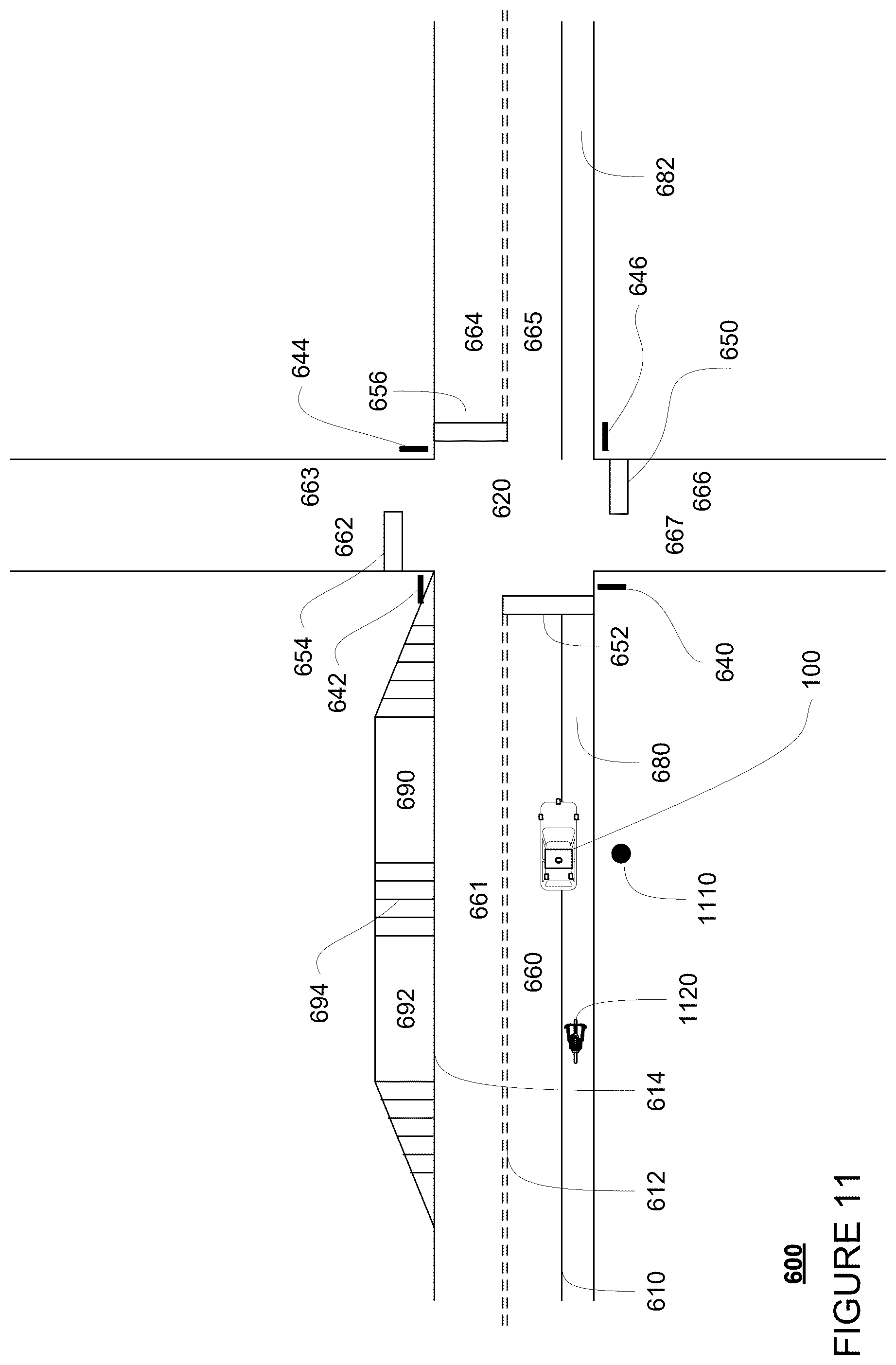 Patent US12332649 Figure 11 – Reducing inconvenience to surrounding road users caused by stopped autonomous vehicles