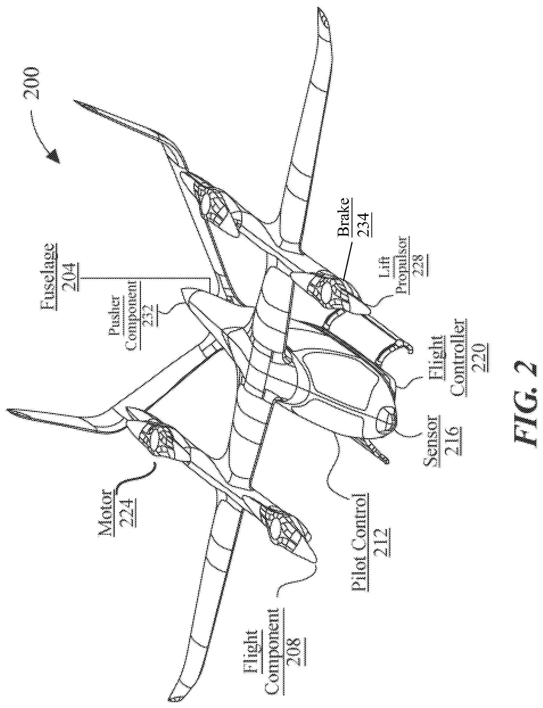Patent US12332659 Figure 2 – System for propeller parking control for an electric aircraft and a method for its use