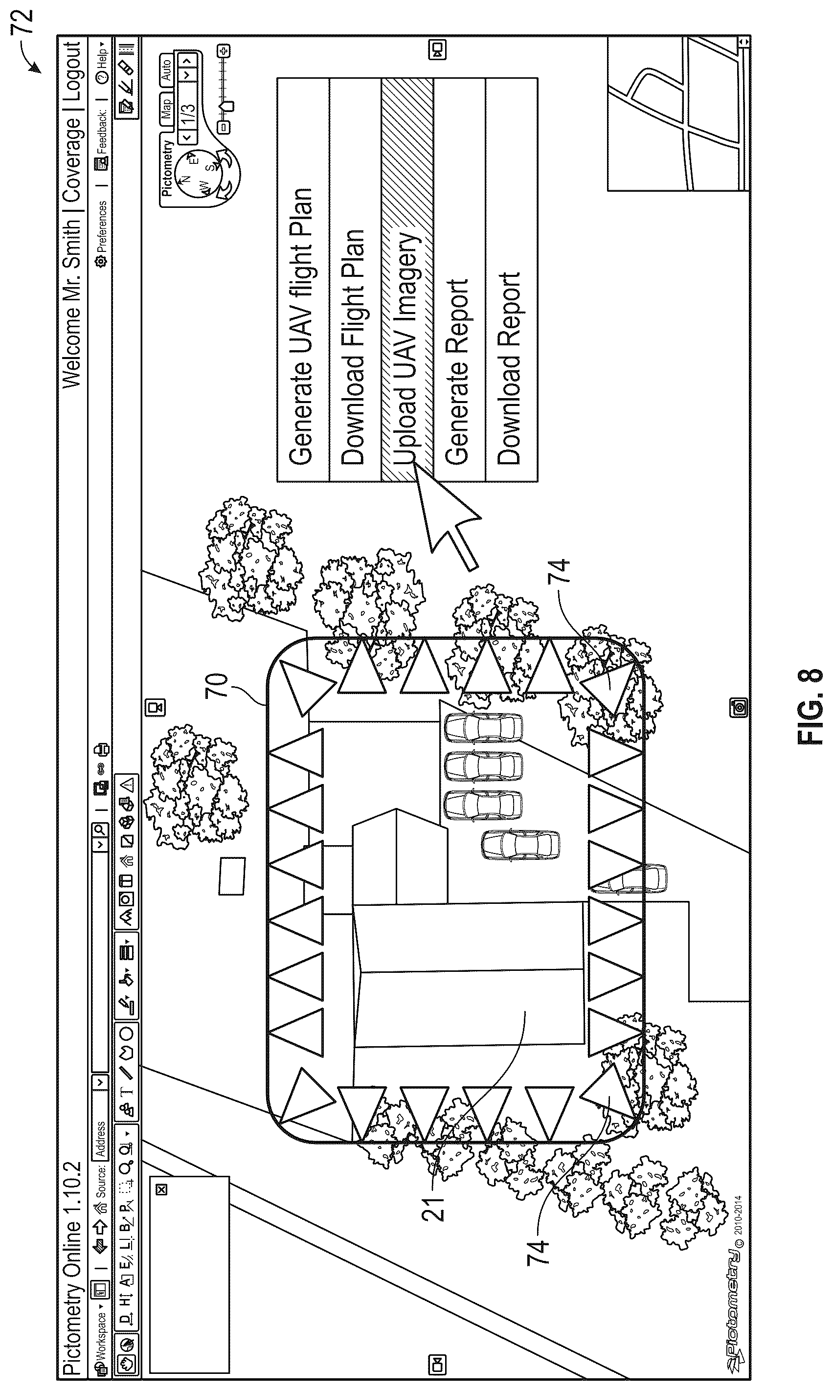 Patent US12332660 Figure 8 – Navigating unmanned aircraft using pitch