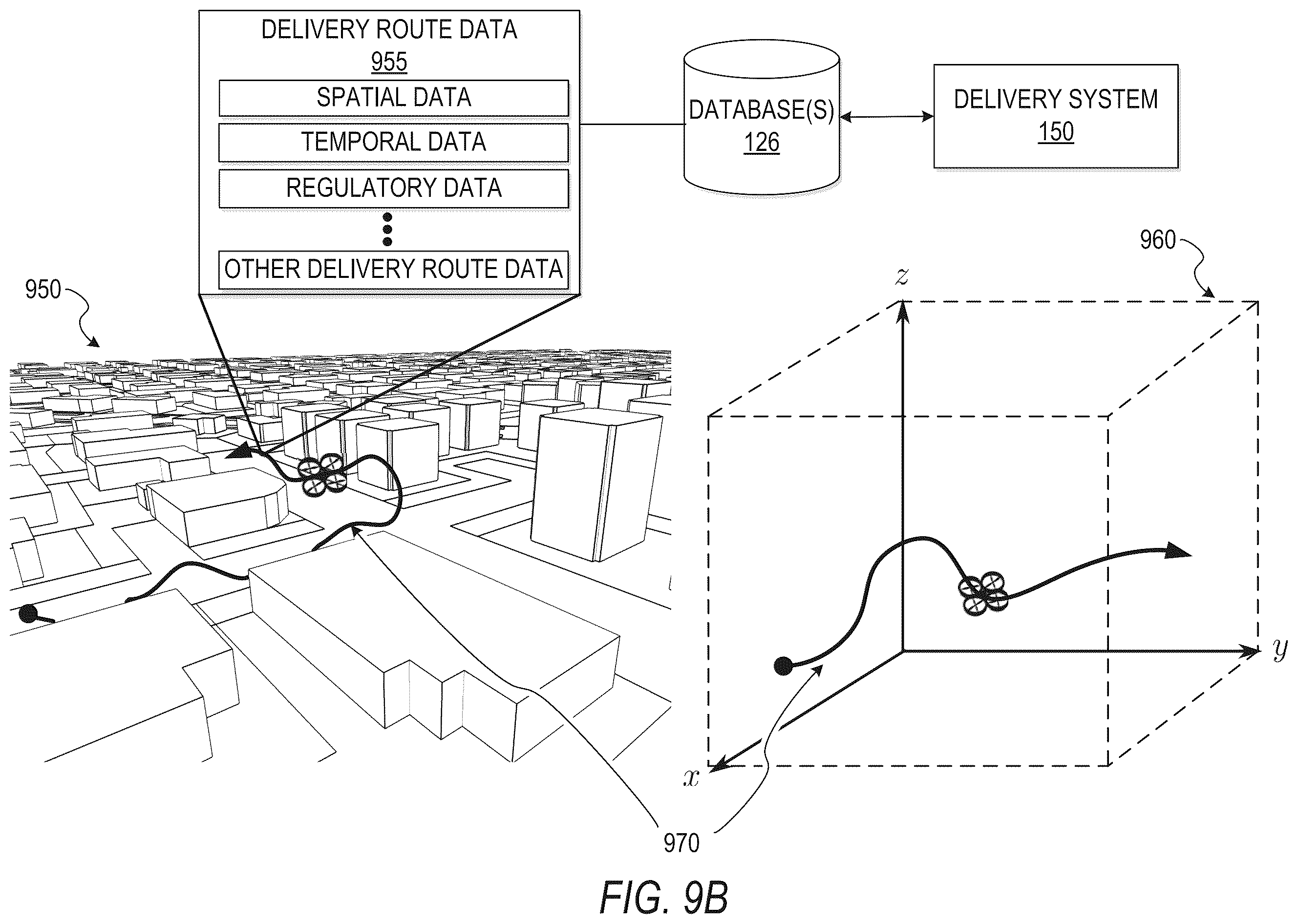 Patent US12332665 Figure 10 – Public transport infrastructure facilitated drone delivery