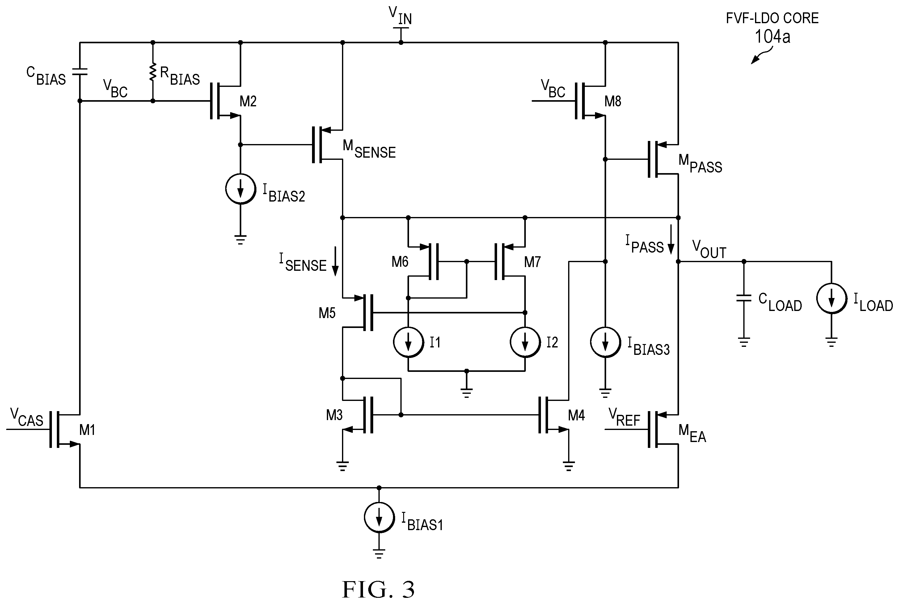 Patent US12332674 Figure 3 – Low-dropout voltage regulator with split-buffer stage