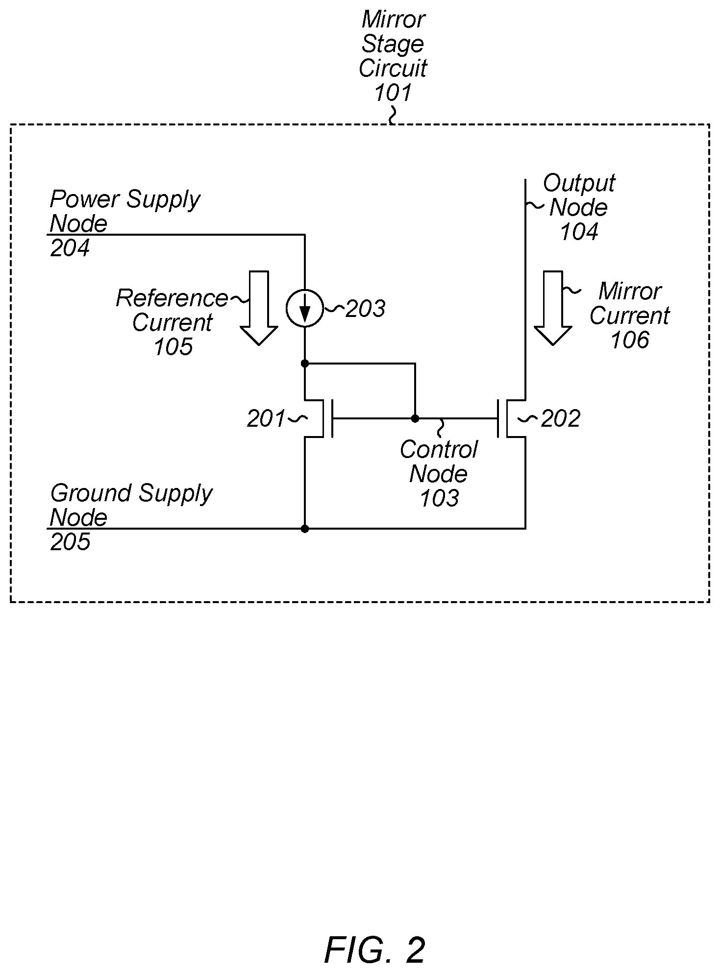 Patent US12332679 Figure 2 – High output impedance current mirror circuit