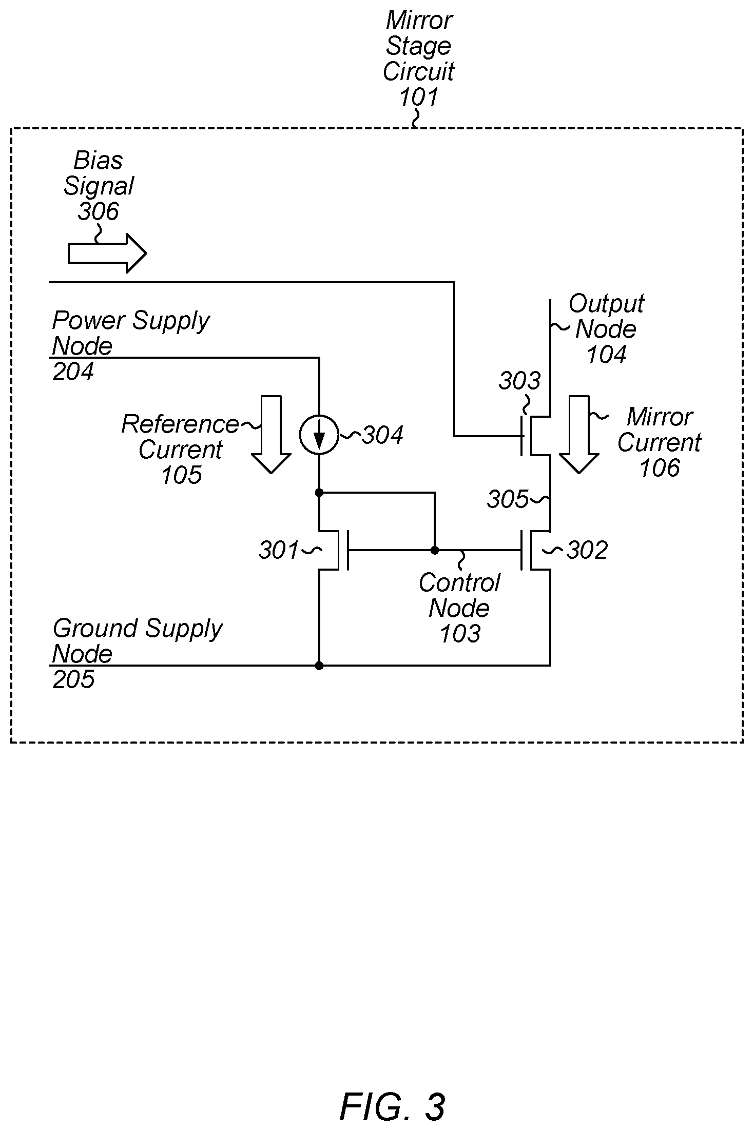 Patent US12332679 Figure 3 – High output impedance current mirror circuit