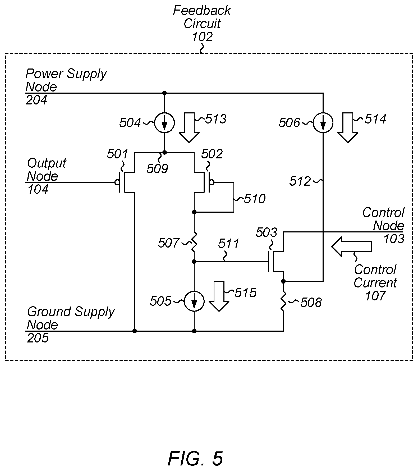 Patent US12332679 Figure 5 – High output impedance current mirror circuit