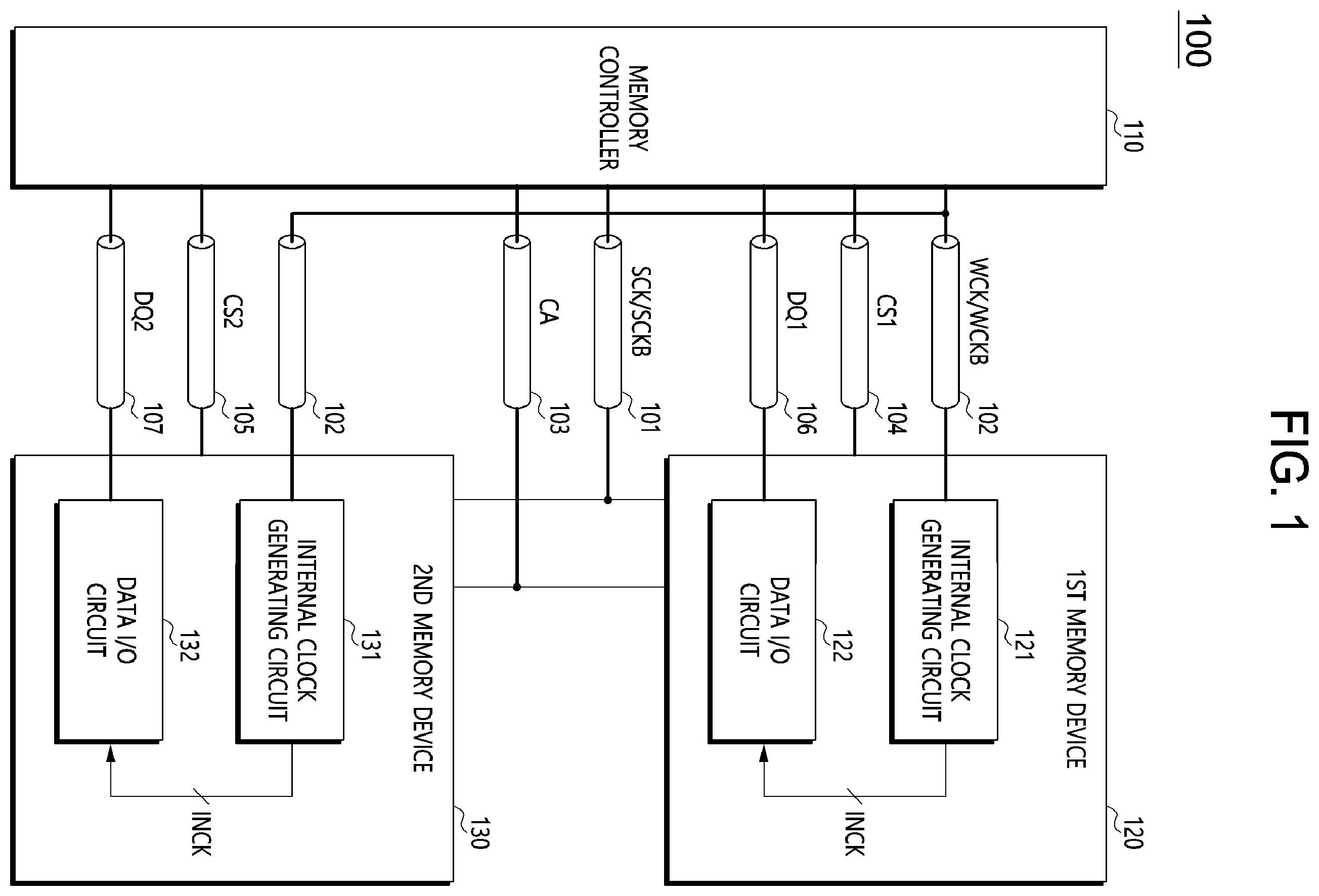 Patent US12332680 Figure 1 – Memory system related to clock synchronization