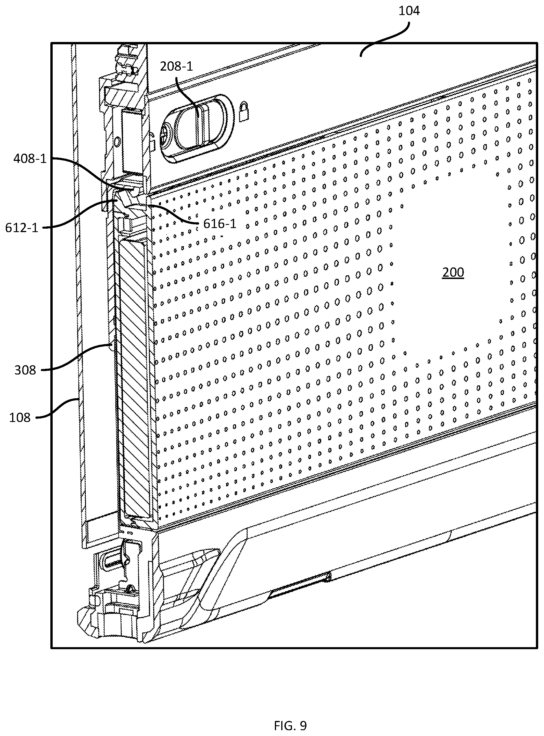Patent US12332691 Figure 9 – Battery pack retention systems for mobile computing devices