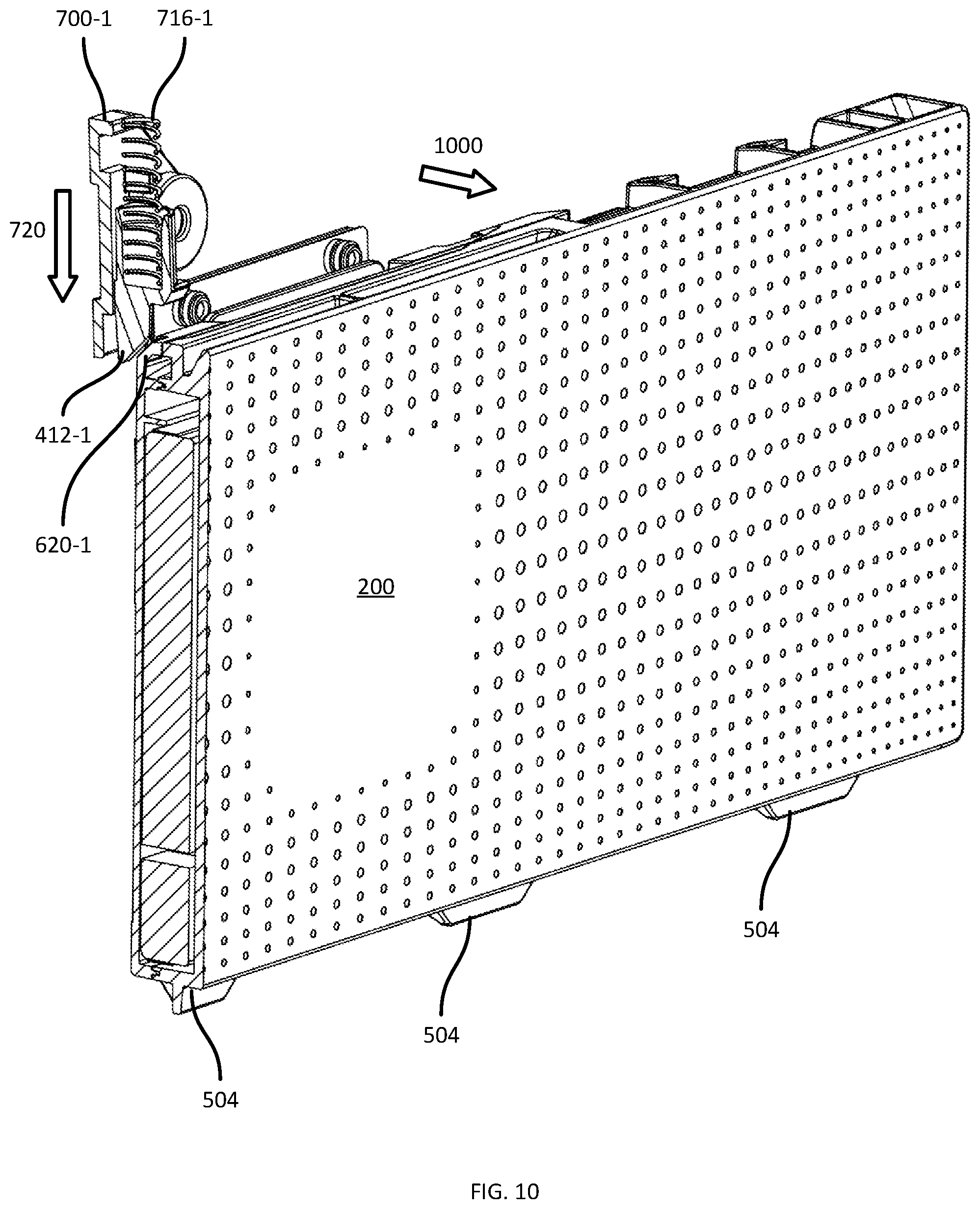 Patent US12332691 Figure 10 – Battery pack retention systems for mobile computing devices