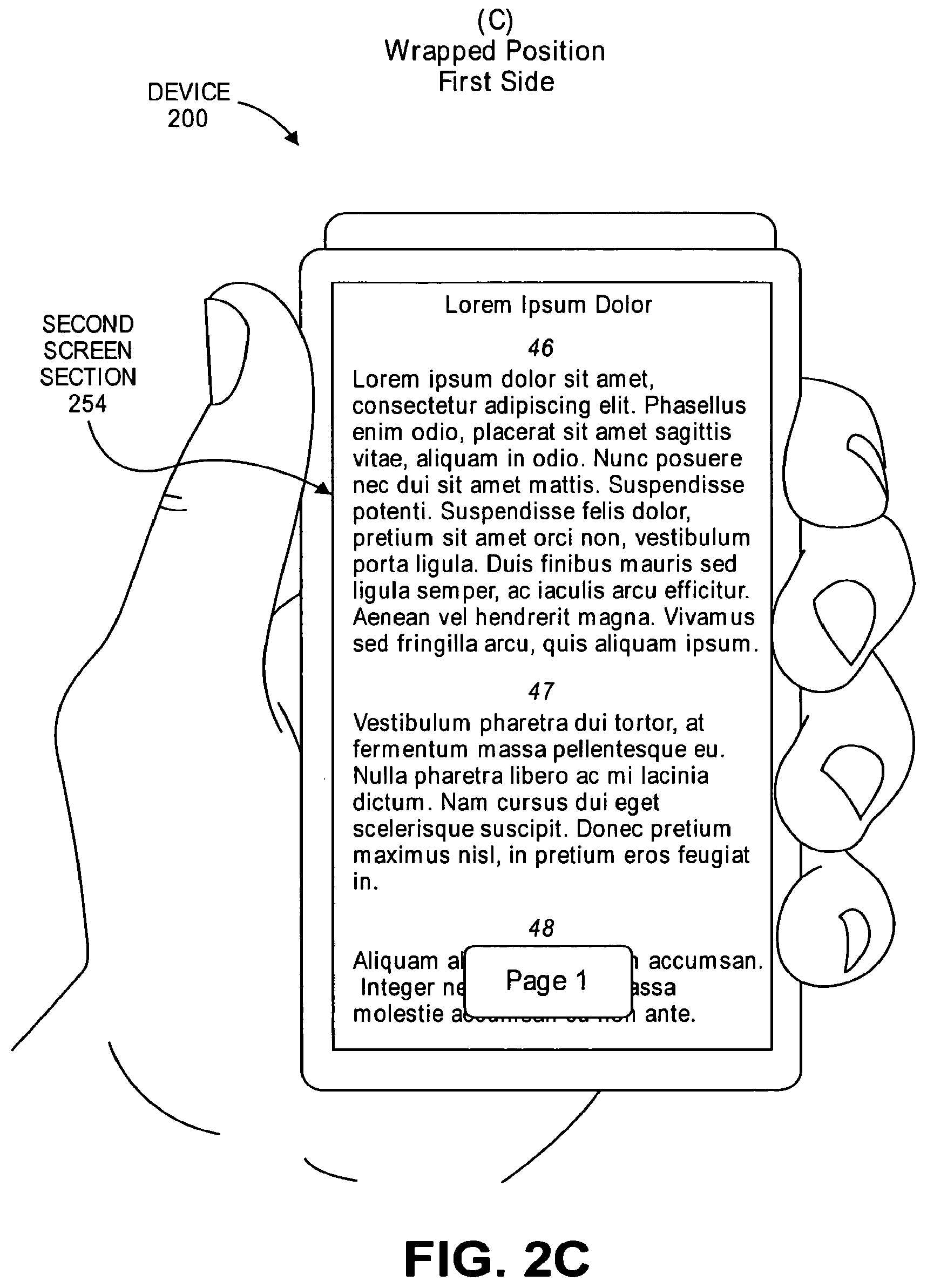 Patent US12332697 Figure 4 – Bendable and foldable display screen to provide continuous display