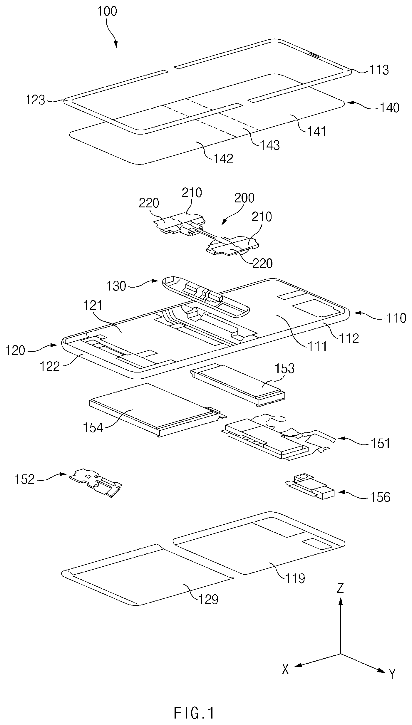 Patent US12332701 Figure 1 – Electronic device having torque structure