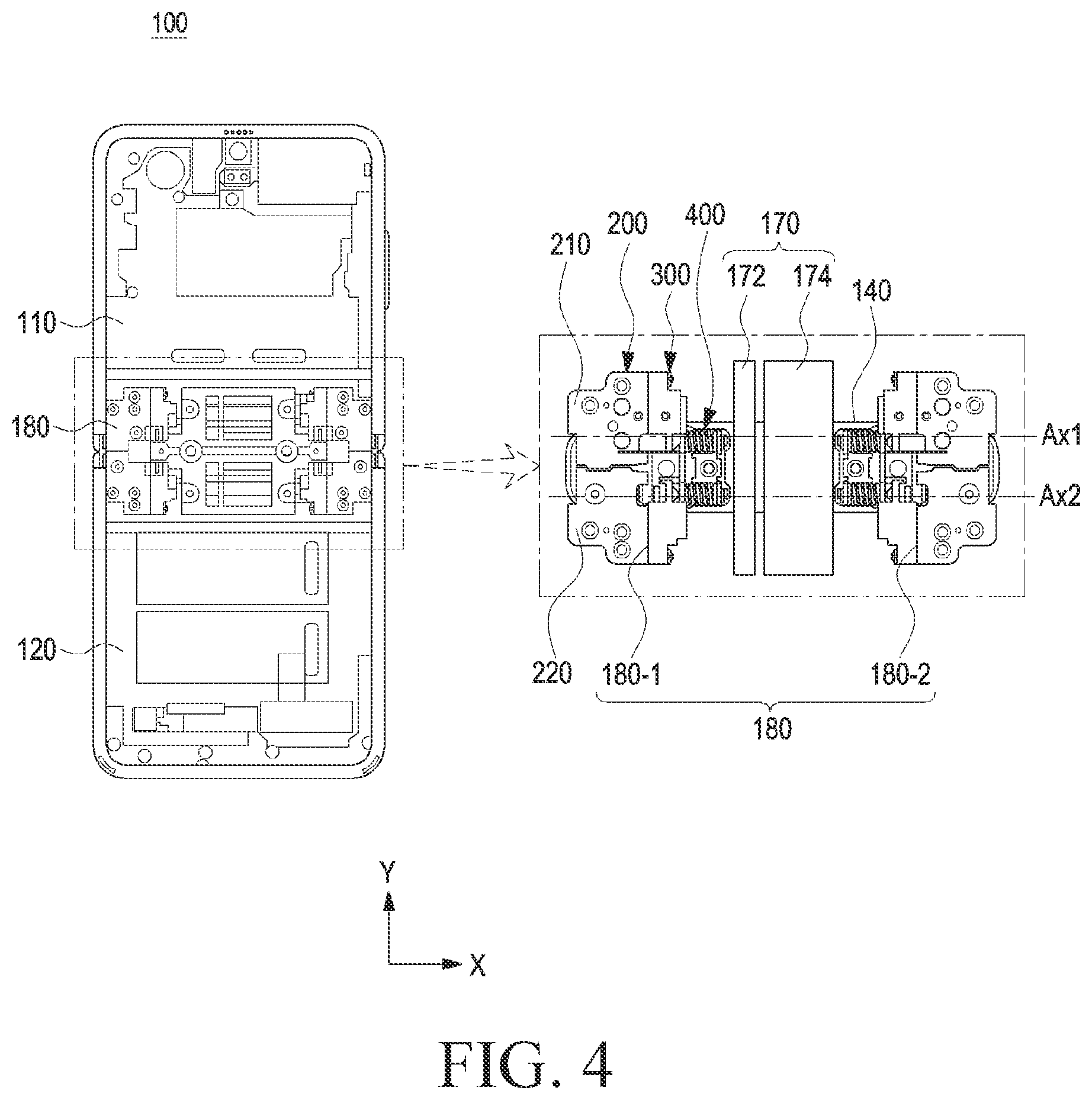Patent US12332702 Figure 4 – Electronic device comprising hinge module