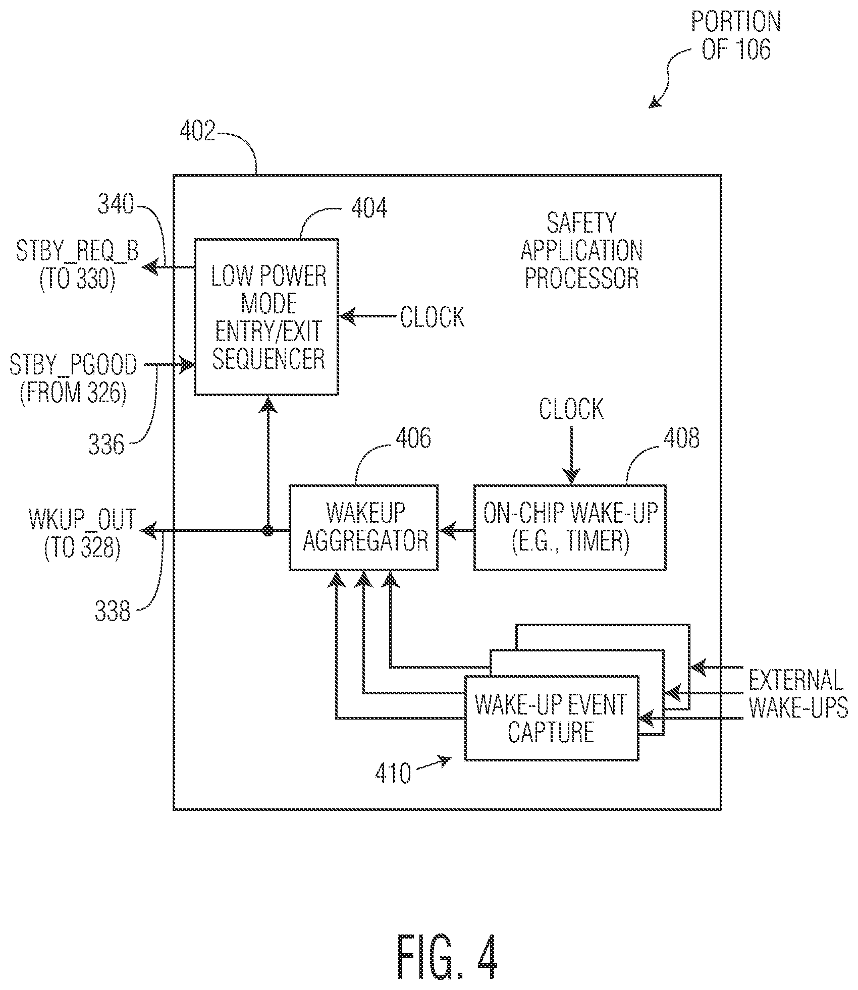 Patent US12332724 Figure 4 – Processing wakeup requests in a processing system having power management circuitry and a processing circuitry