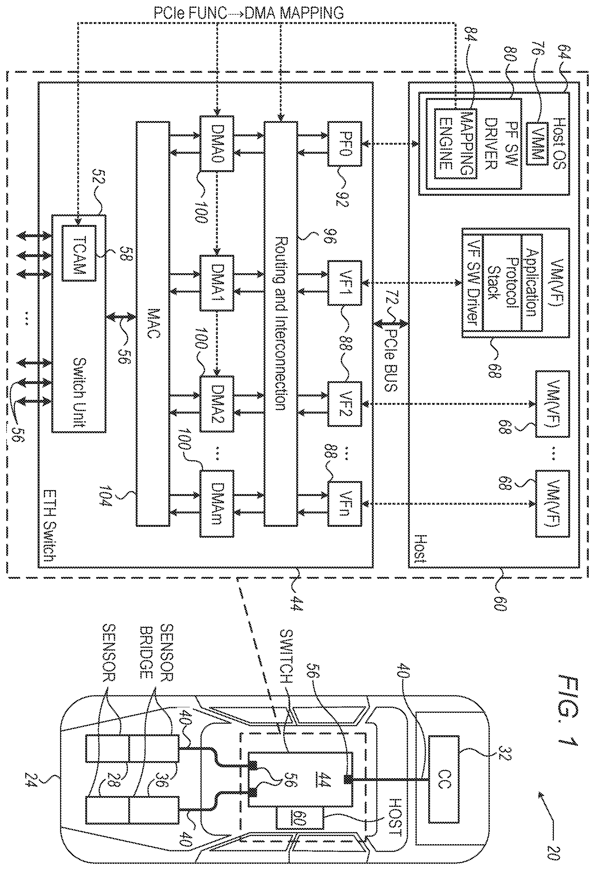 Patent US12332817 Figure 1 – Automotive network switch with attack protection