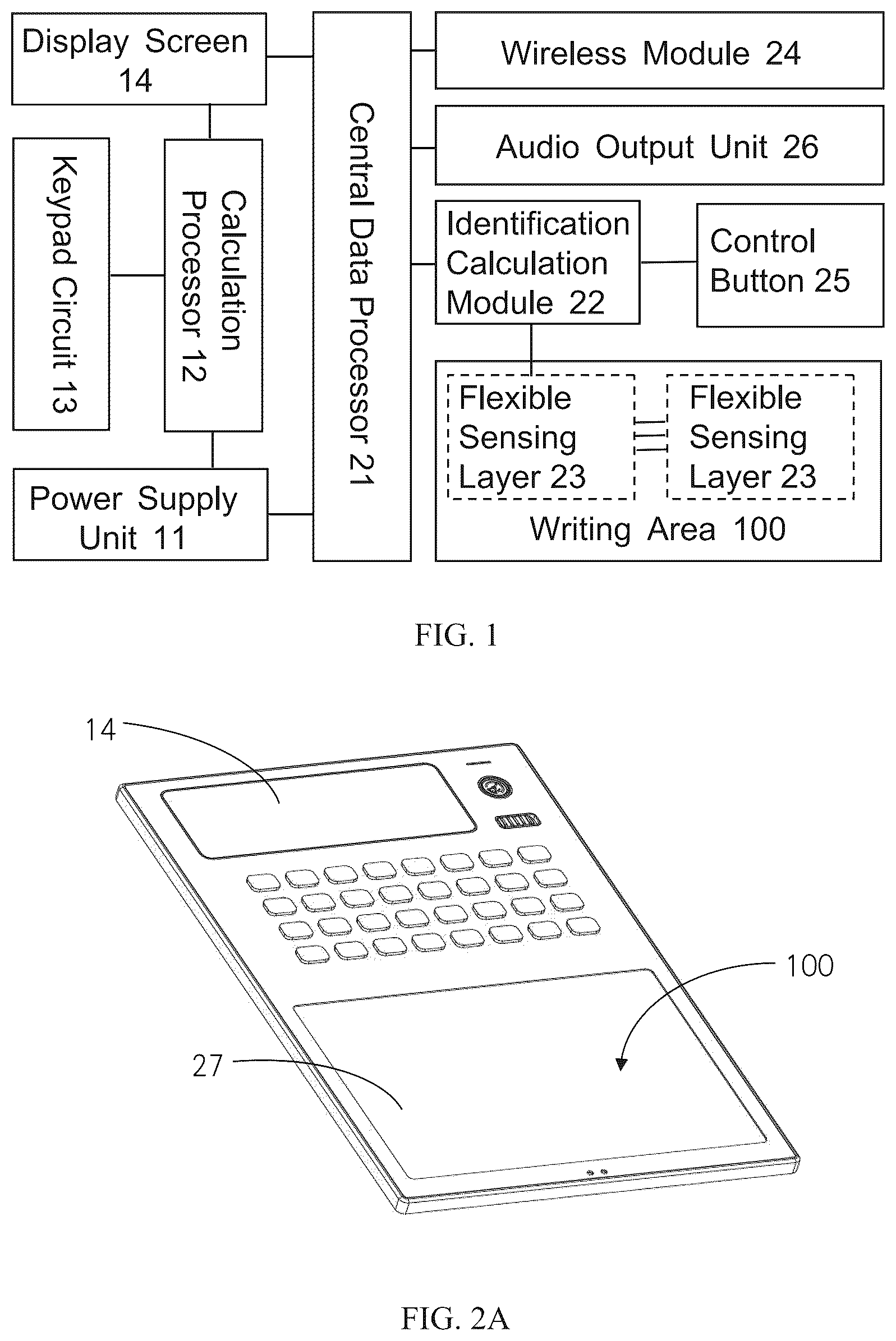 Patent US12332835 Figure 1 – Calculator capable of outputting results based on handwritten formulas