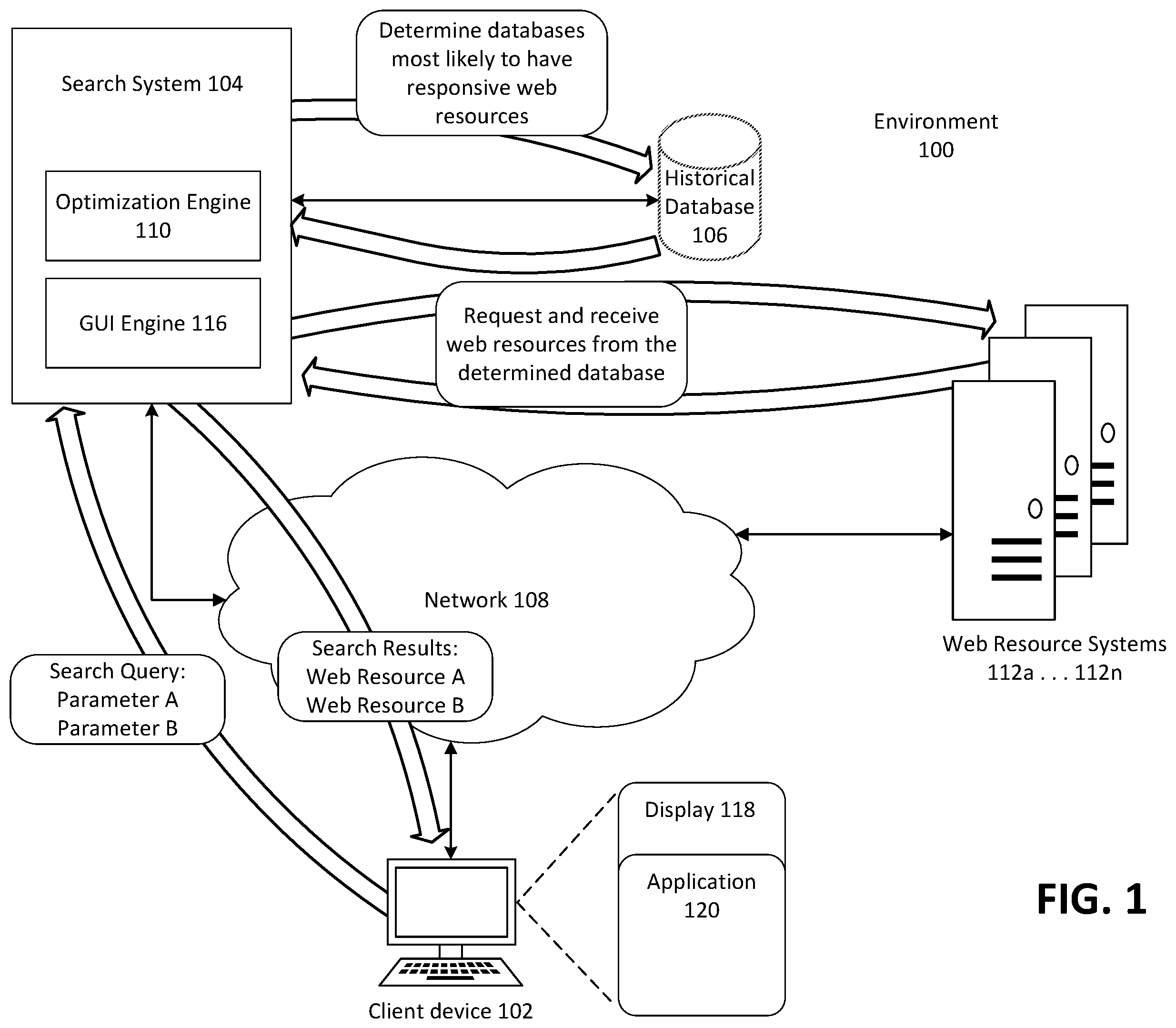 Patent US12332891 Figure 1 – Search system optimization