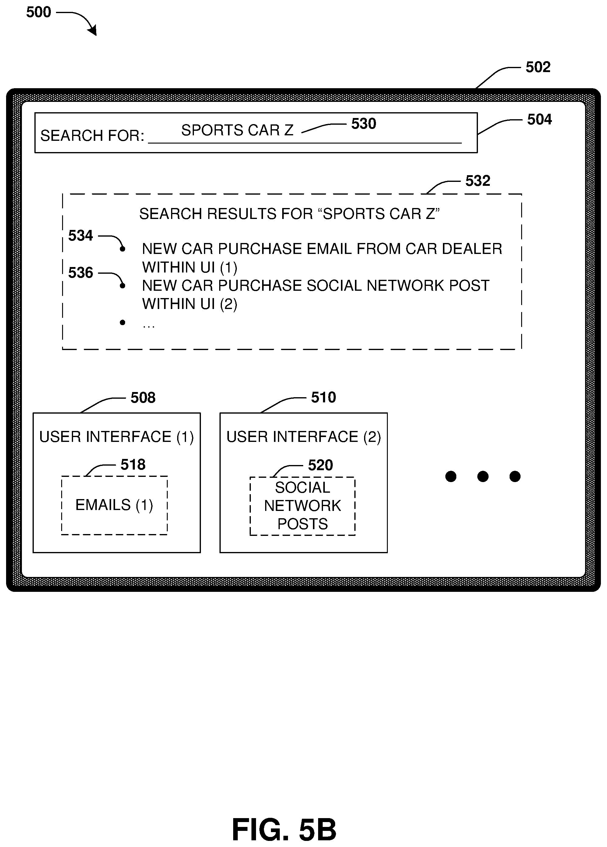 Patent US12332905 Figure 5 – Search across multiple user interfaces