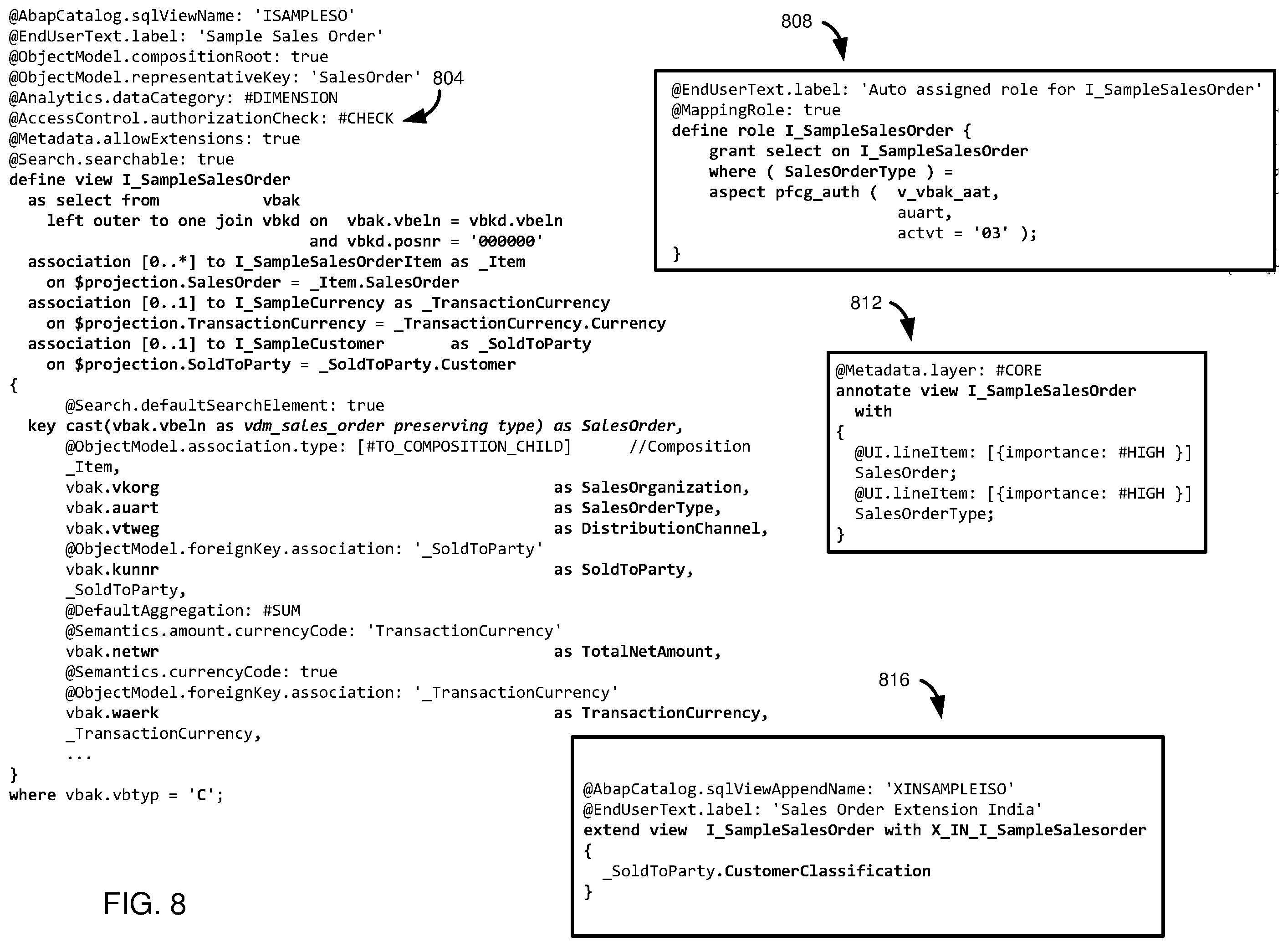 Patent US12332910 Figure 8 – Metadata elements with persistent identifiers
