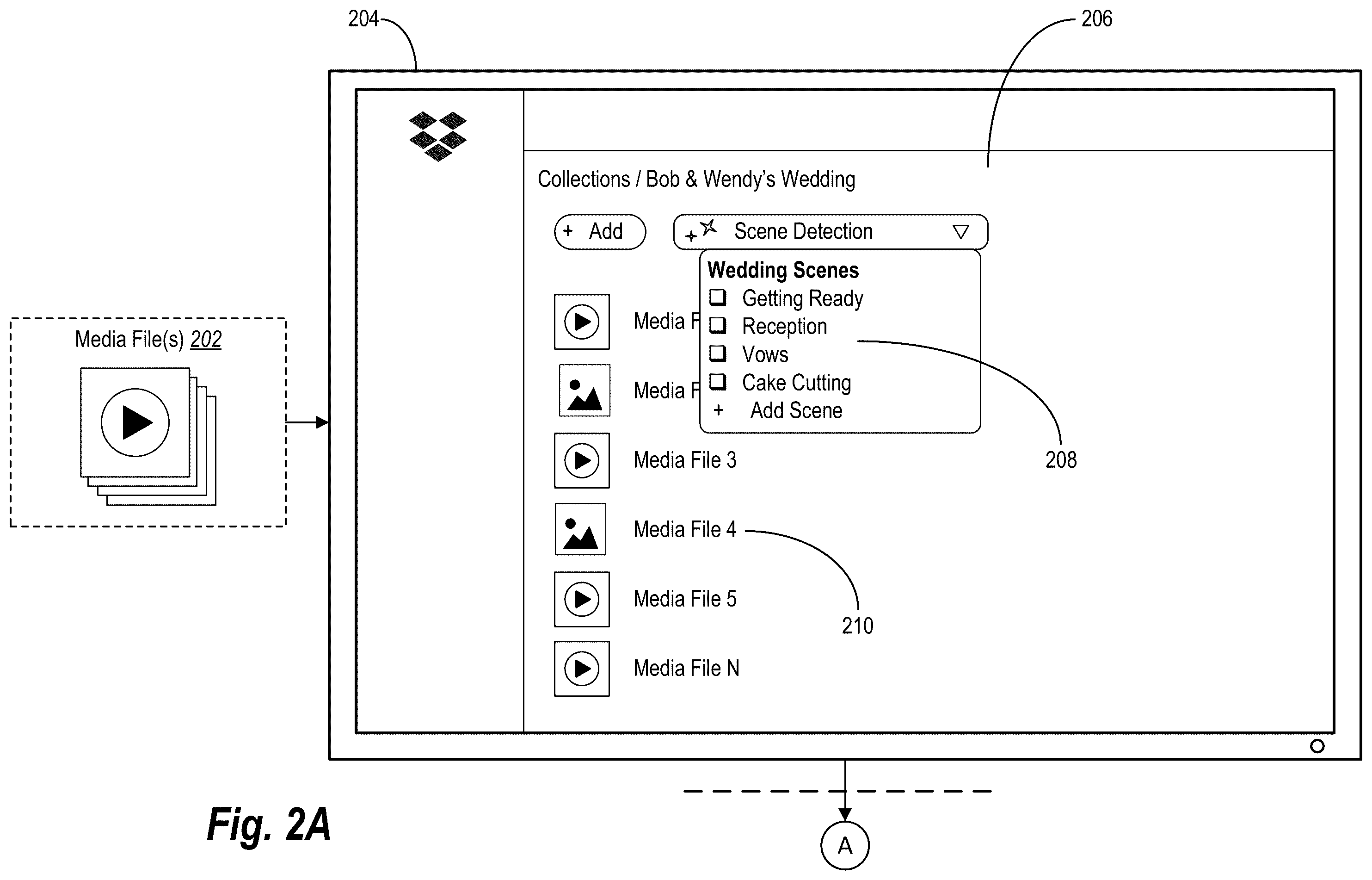 Patent US12332938 Figure 2 – Organizing media content items utilizing detected scene types