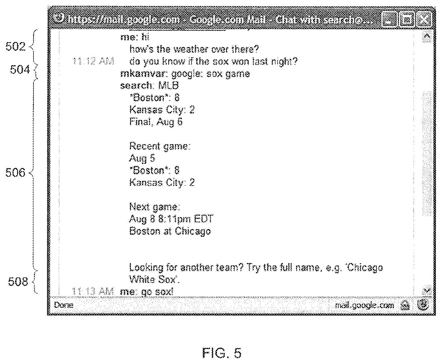 Patent US12332948 Figure 10 – In-conversation search