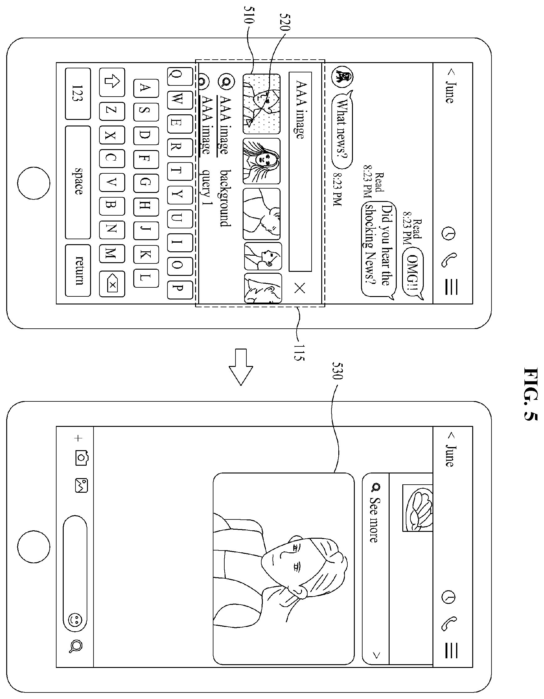 Patent US12332950 Figure 5 – Apparatus and method for providing search service in association with chatroom of messenger application