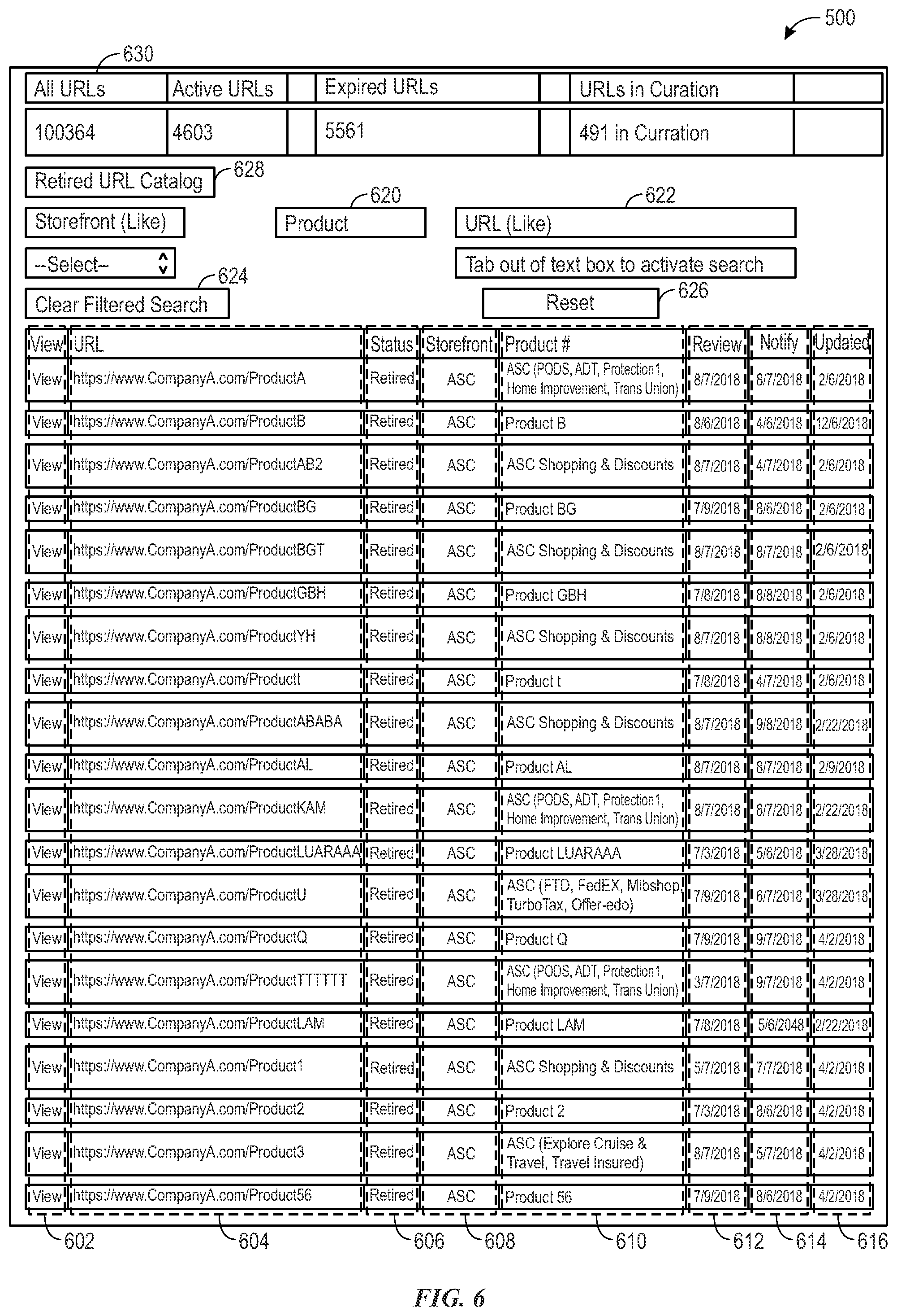 Patent US12332953 Figure 6 – Content curation application and graphical user interface