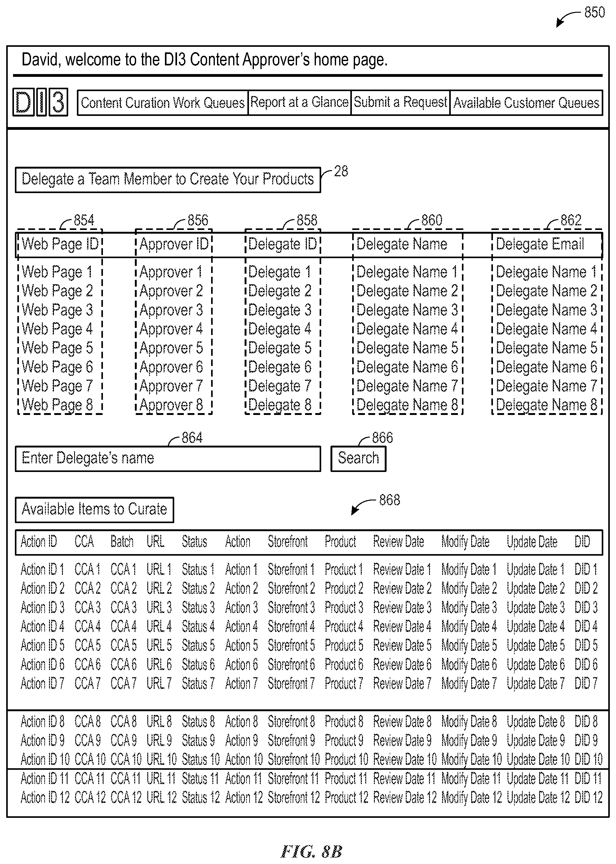 Patent US12332953 Figure 9 – Content curation application and graphical user interface