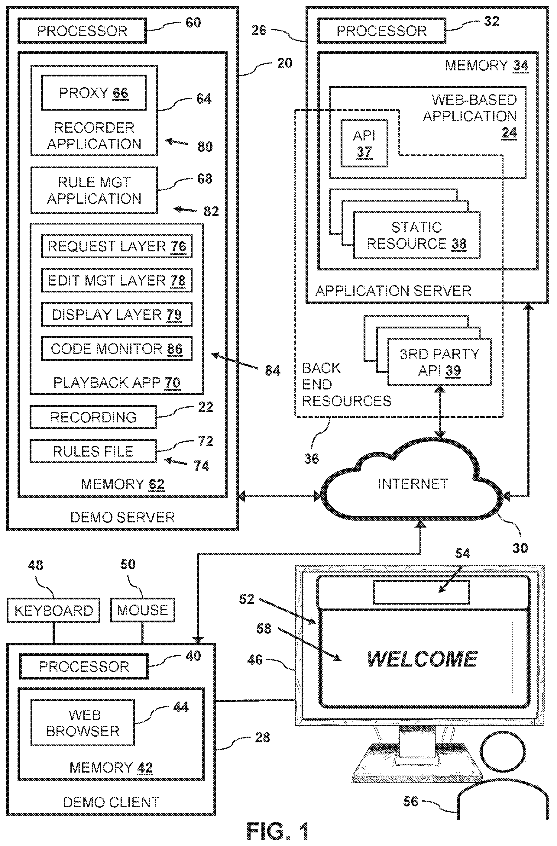 Patent US12332963 Figure 1 – Dynamic recorder for demonstrations of web-based software applications
