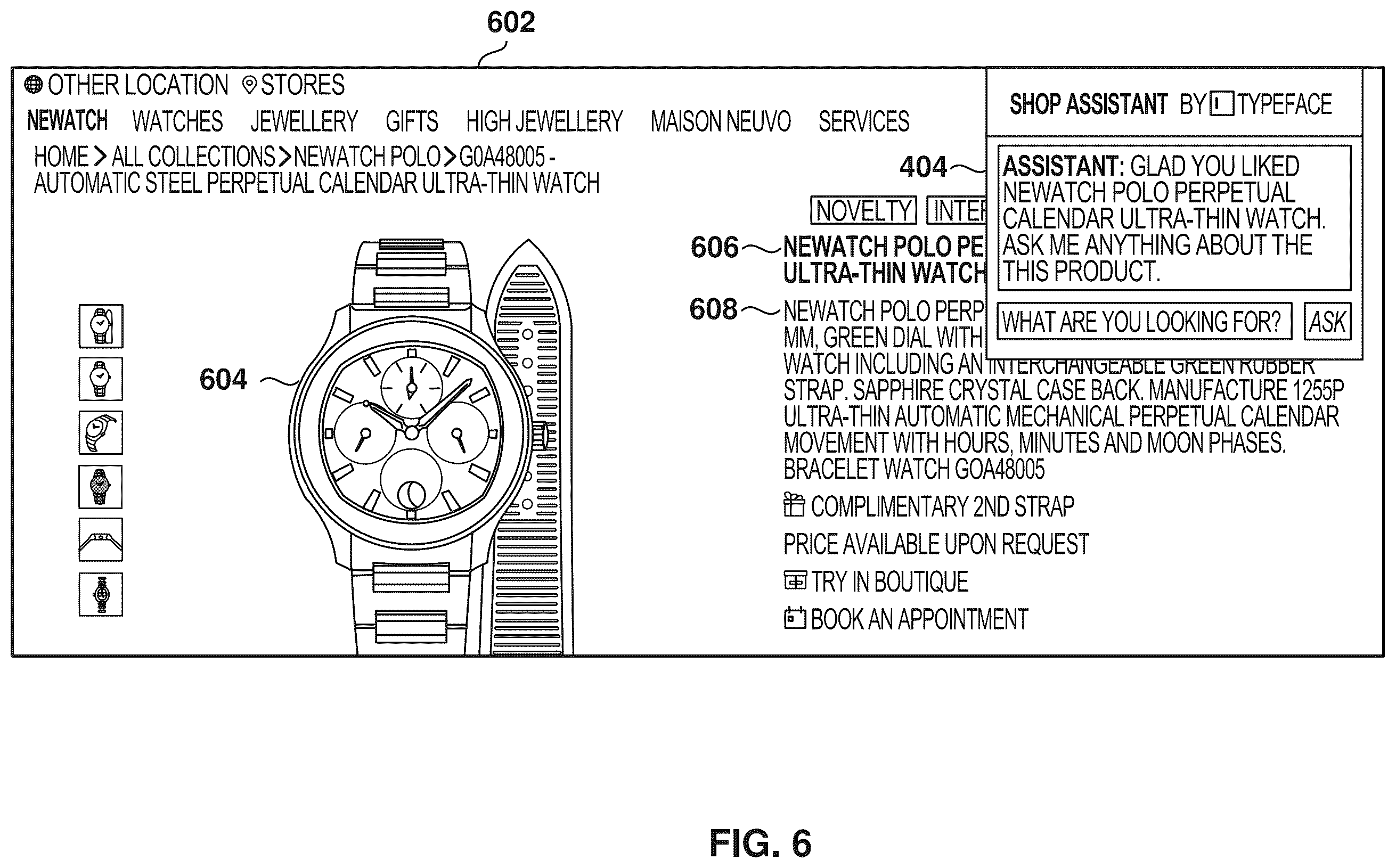 Patent US12332965 Figure 6 – Website personalization and interactive assistant
