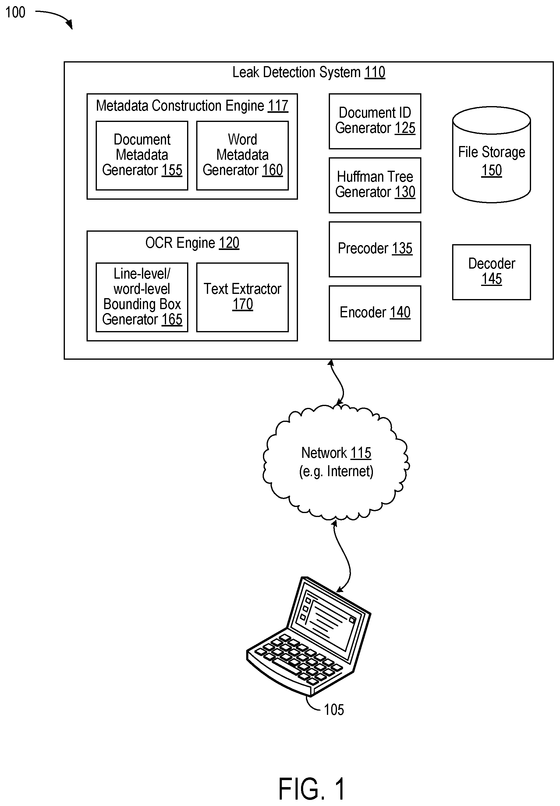 Patent US12332978 — Methods and systems for watermarking documents — Figure 1
