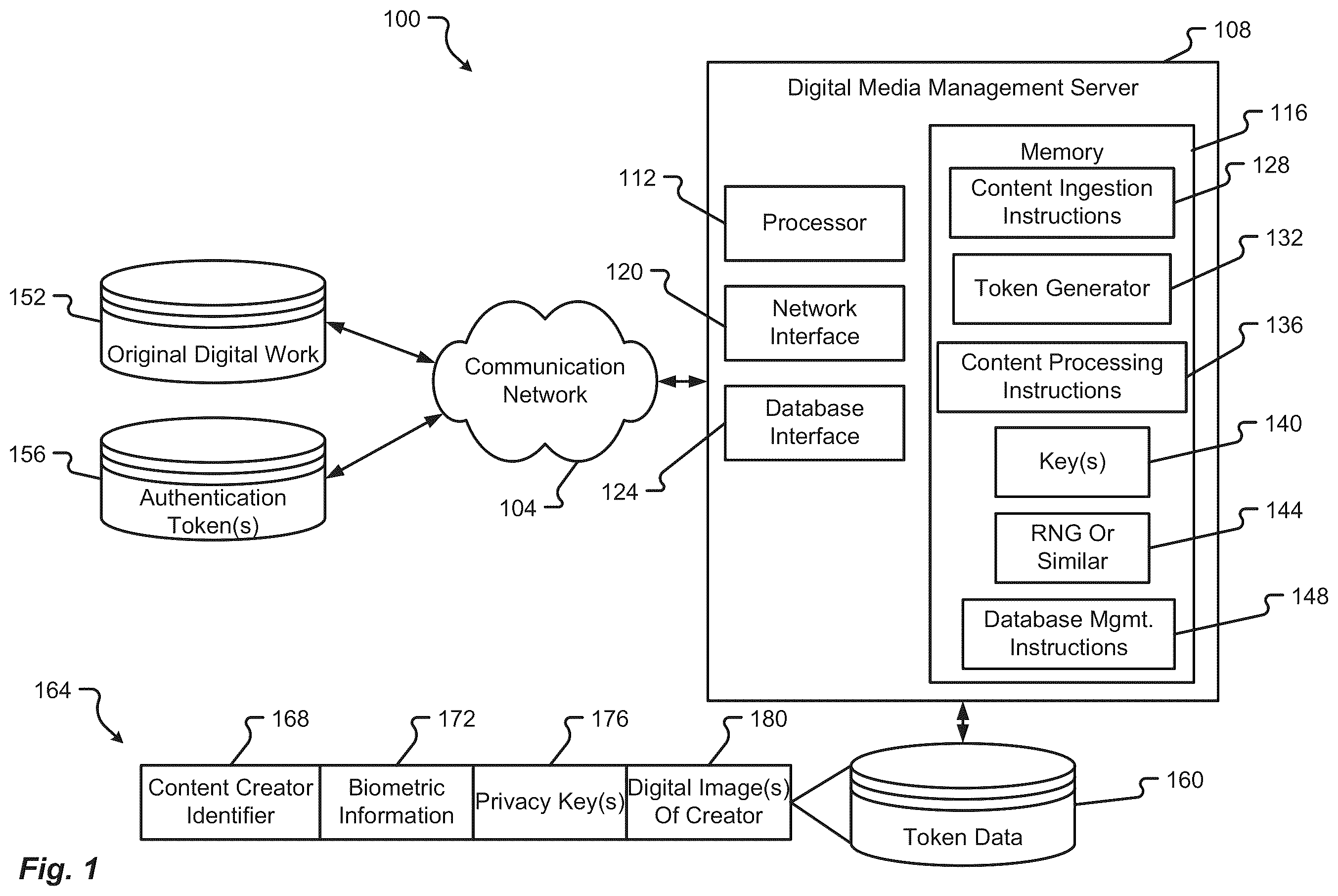 Patent US12332986 Figure 1 – Content authentication and validation via multi-factor digital tokens, systems, and methods
