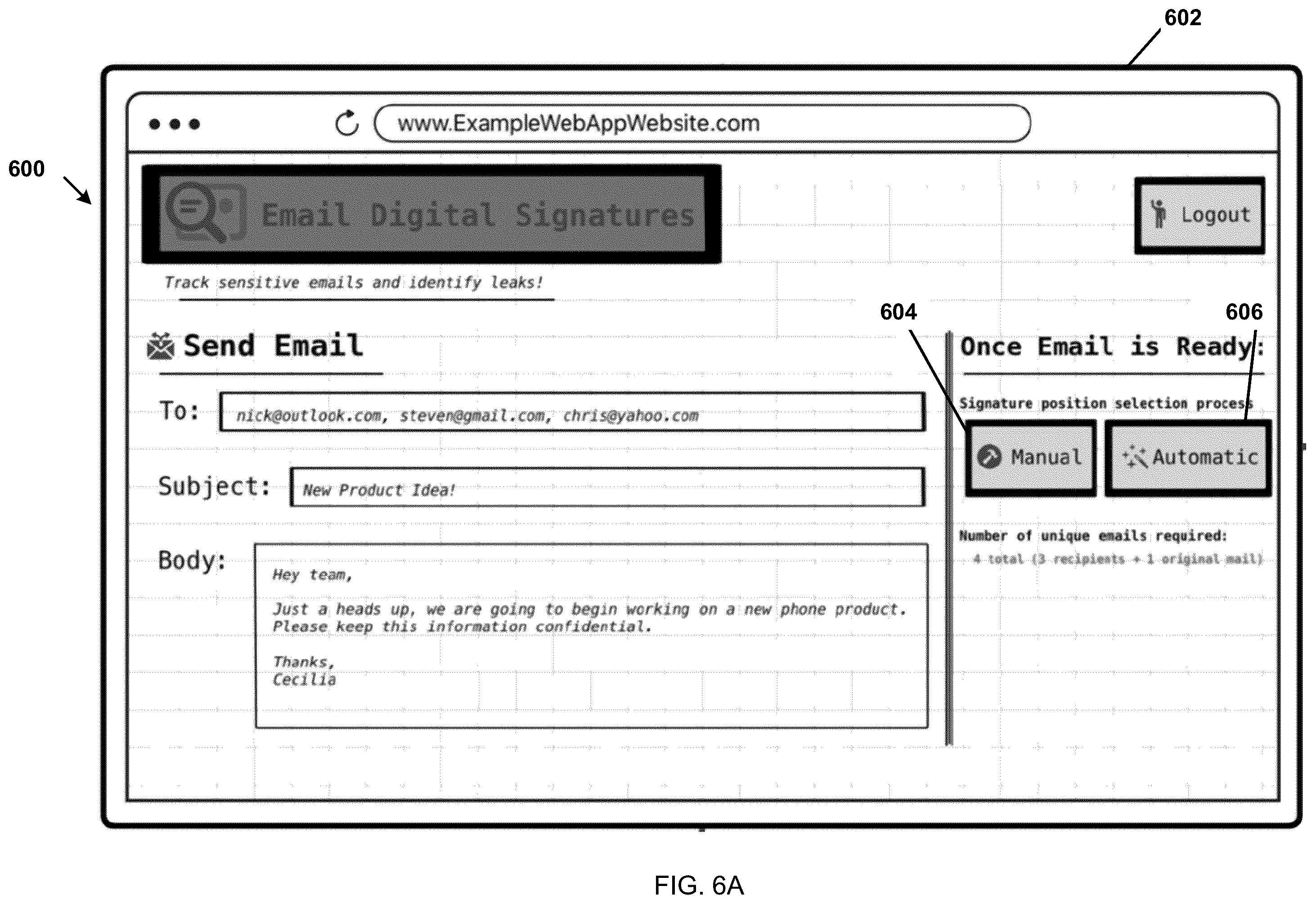 Patent US12333033 Figure 6 – System and method for digital signature for electronic text document security