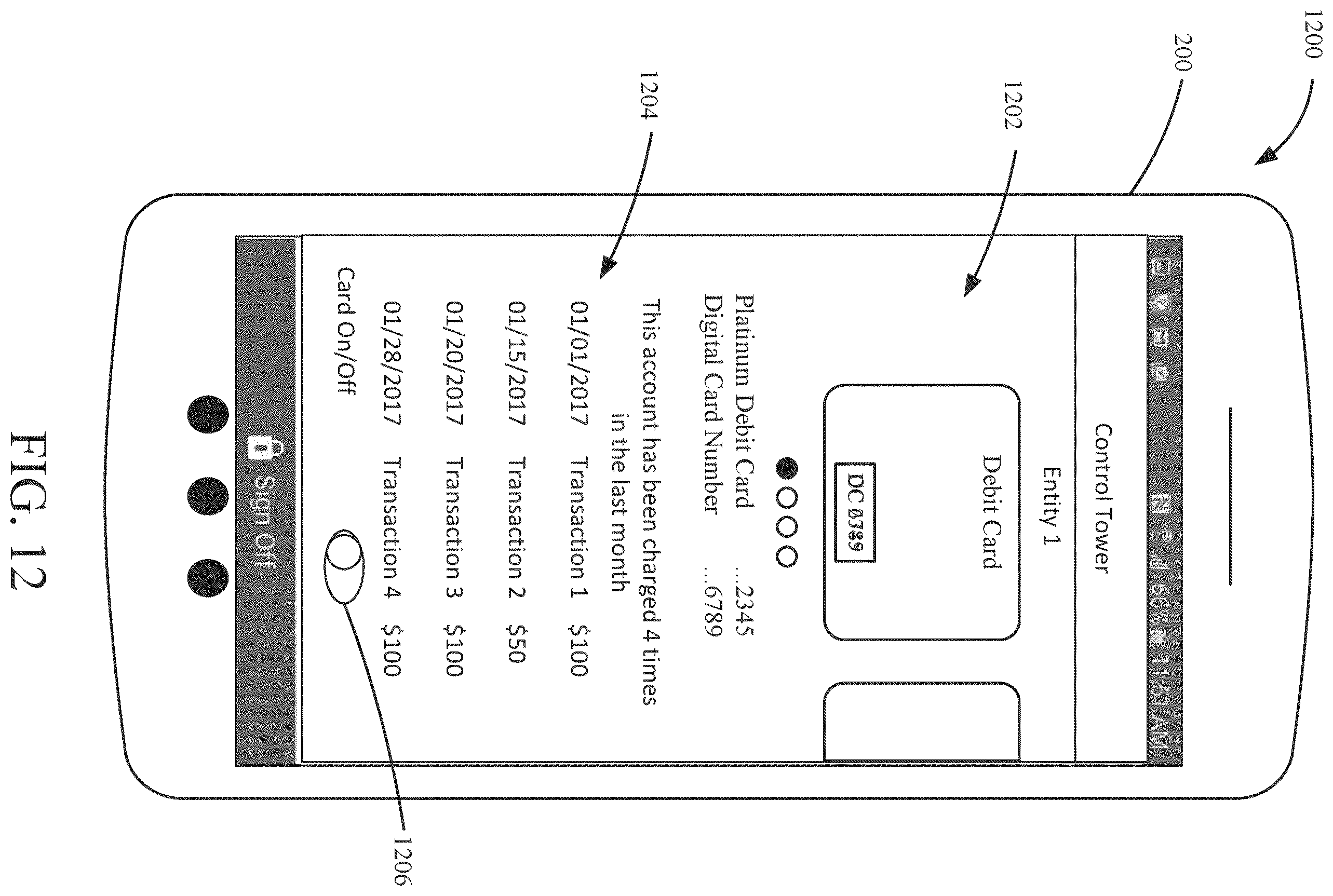 Patent US12333047 Figure 12 – Scrubbing account data accessed via links to applications or devices