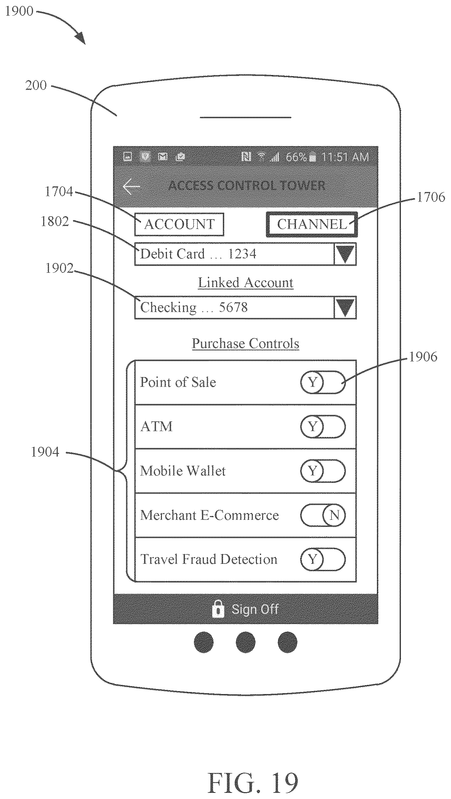 Patent US12333047 Figure 19 – Scrubbing account data accessed via links to applications or devices