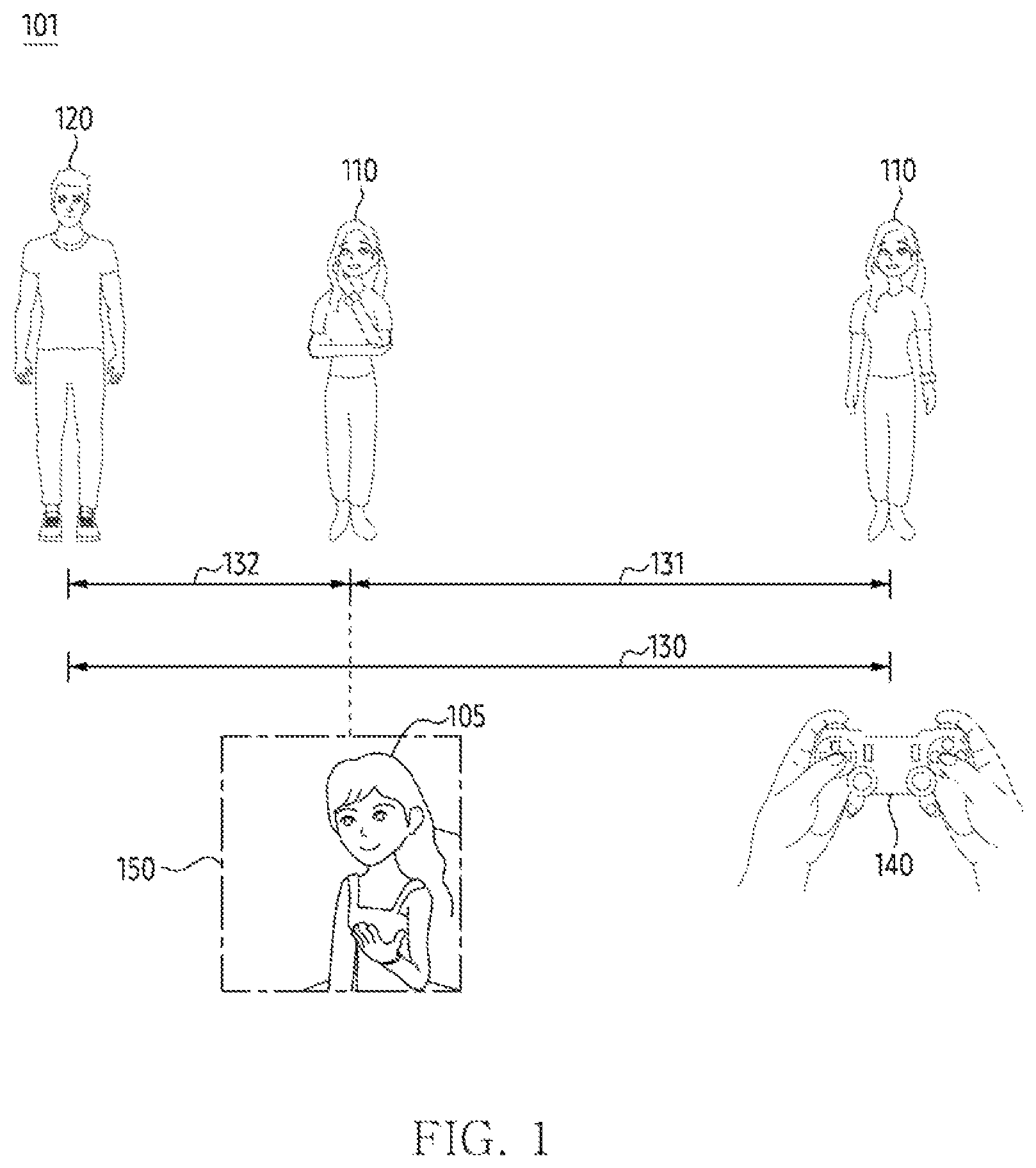 Patent US12333063 Figure 1 – Electronic device for controlling virtual object based on distance between virtual objects and method thereof