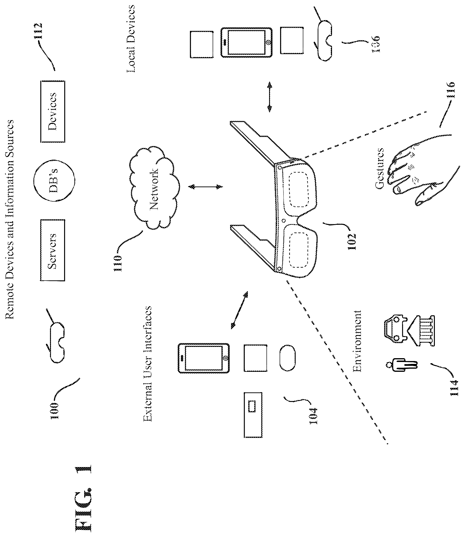 Patent US12333069 Figure 1 – Eye glint imaging in see-through computer display systems
