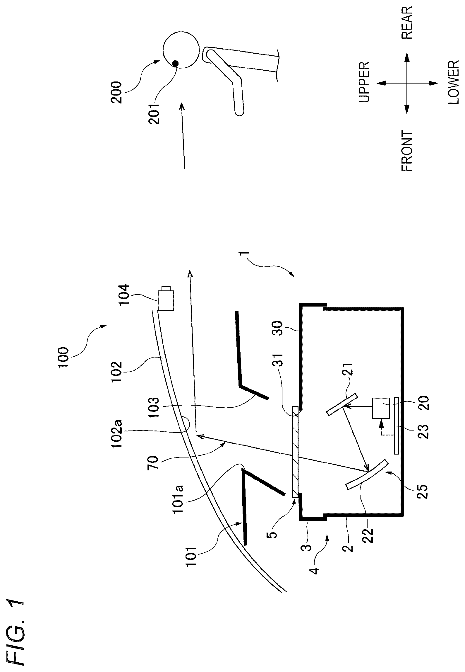 Patent US12333072 Figure 1 – Display device for vehicle