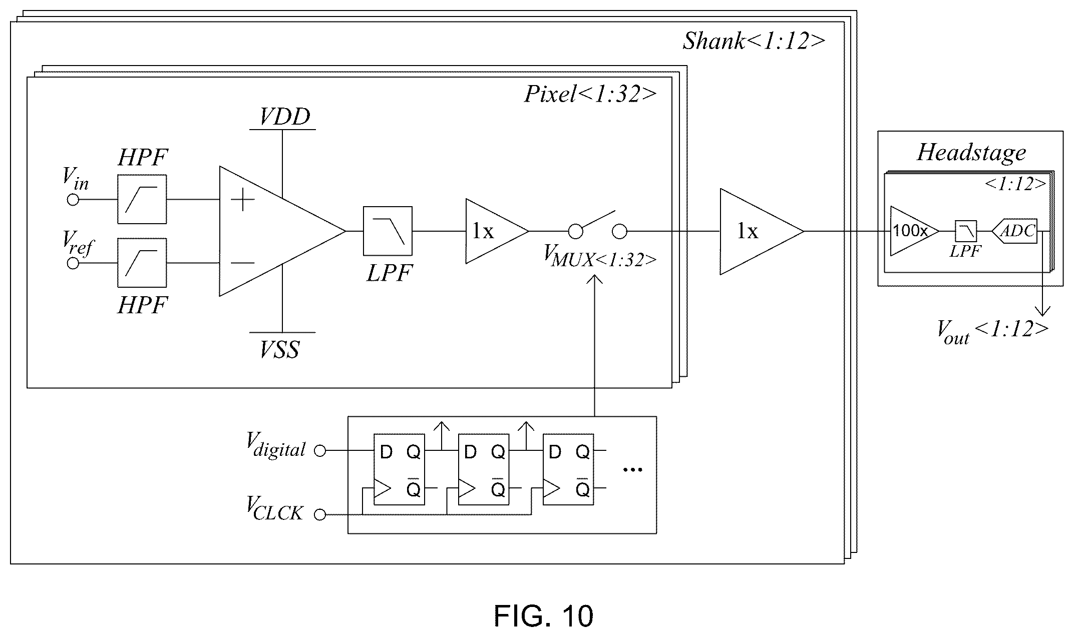 Patent US12333073 Figure 12 – Systems and methods for multiplexed amplifiers for brain computer interfaces
