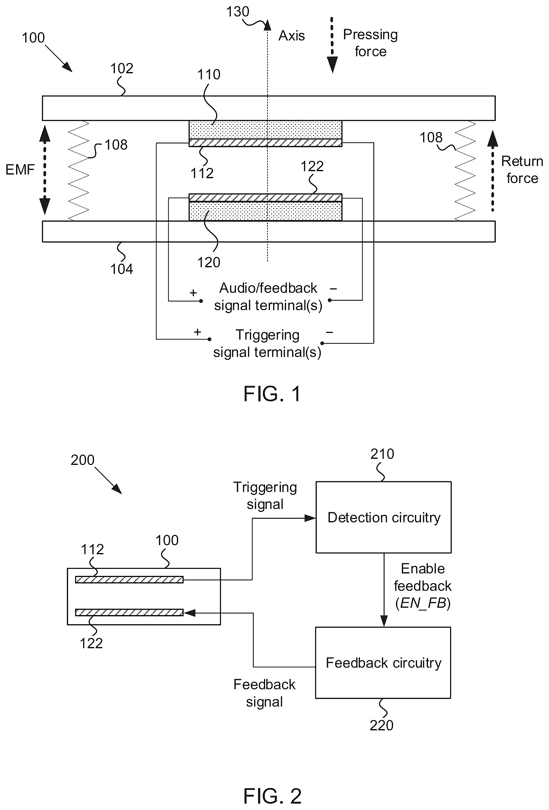 Patent US12333079 Figure 1 – Surface audio device with haptic or audio feedback