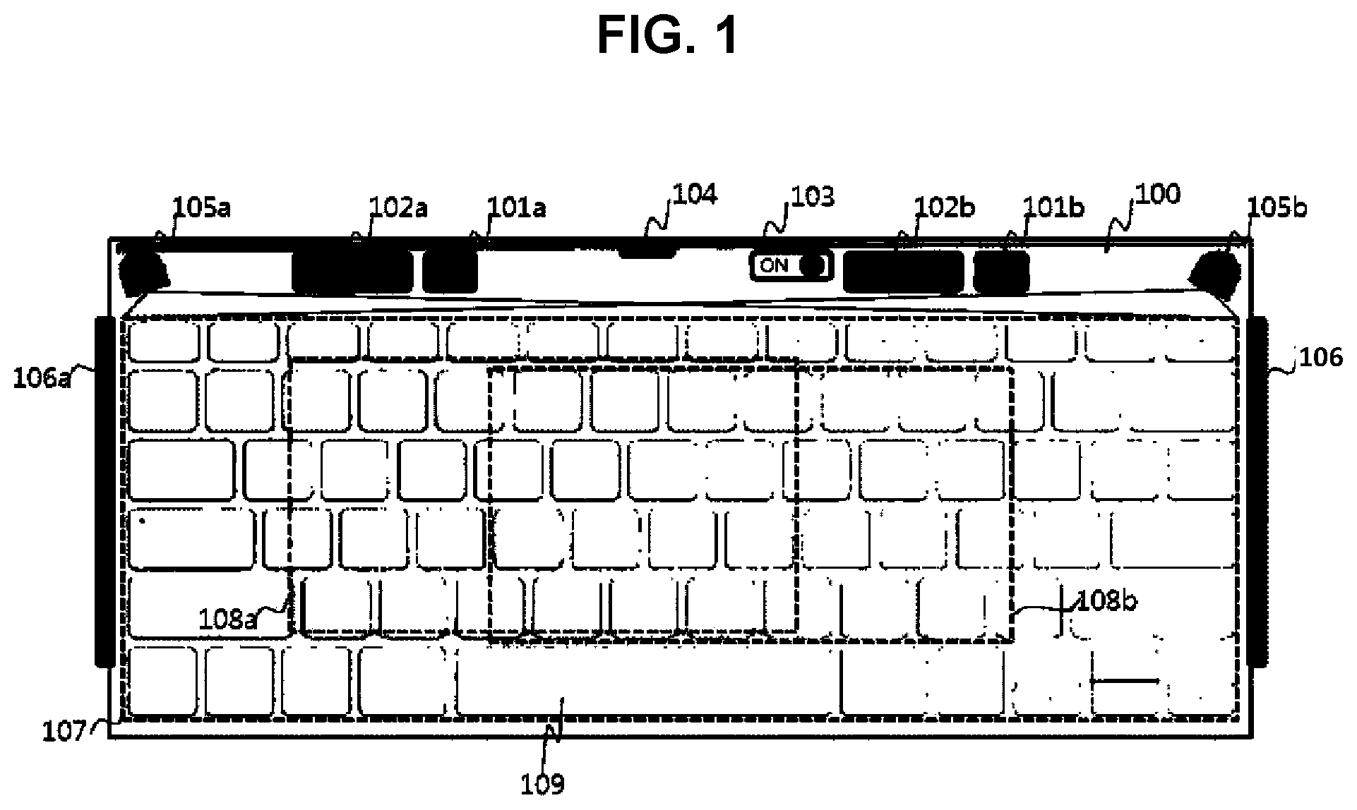 Patent US12333090 — Electronic device having multi-functional human interface — Figure 1