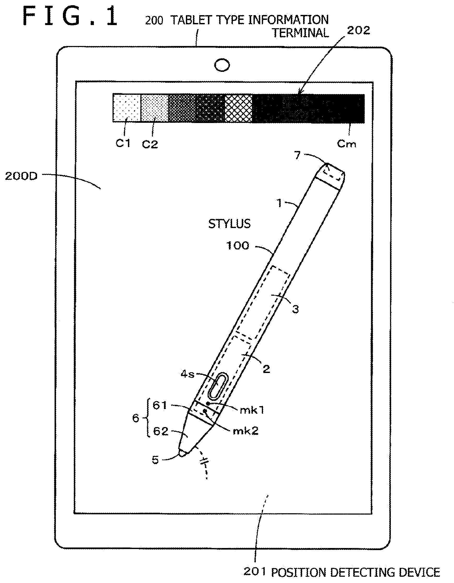 Patent US12333092 — Stylus and color information transmitting method — Figure 1