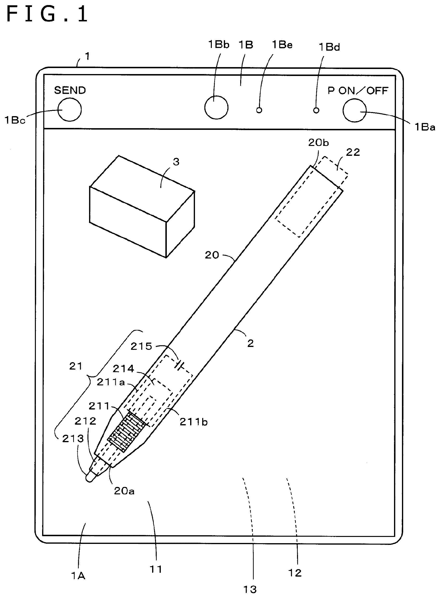 Patent US12333093 Figure 1 – Electronic pen, handwriting input device, and central rod for electronic pen
