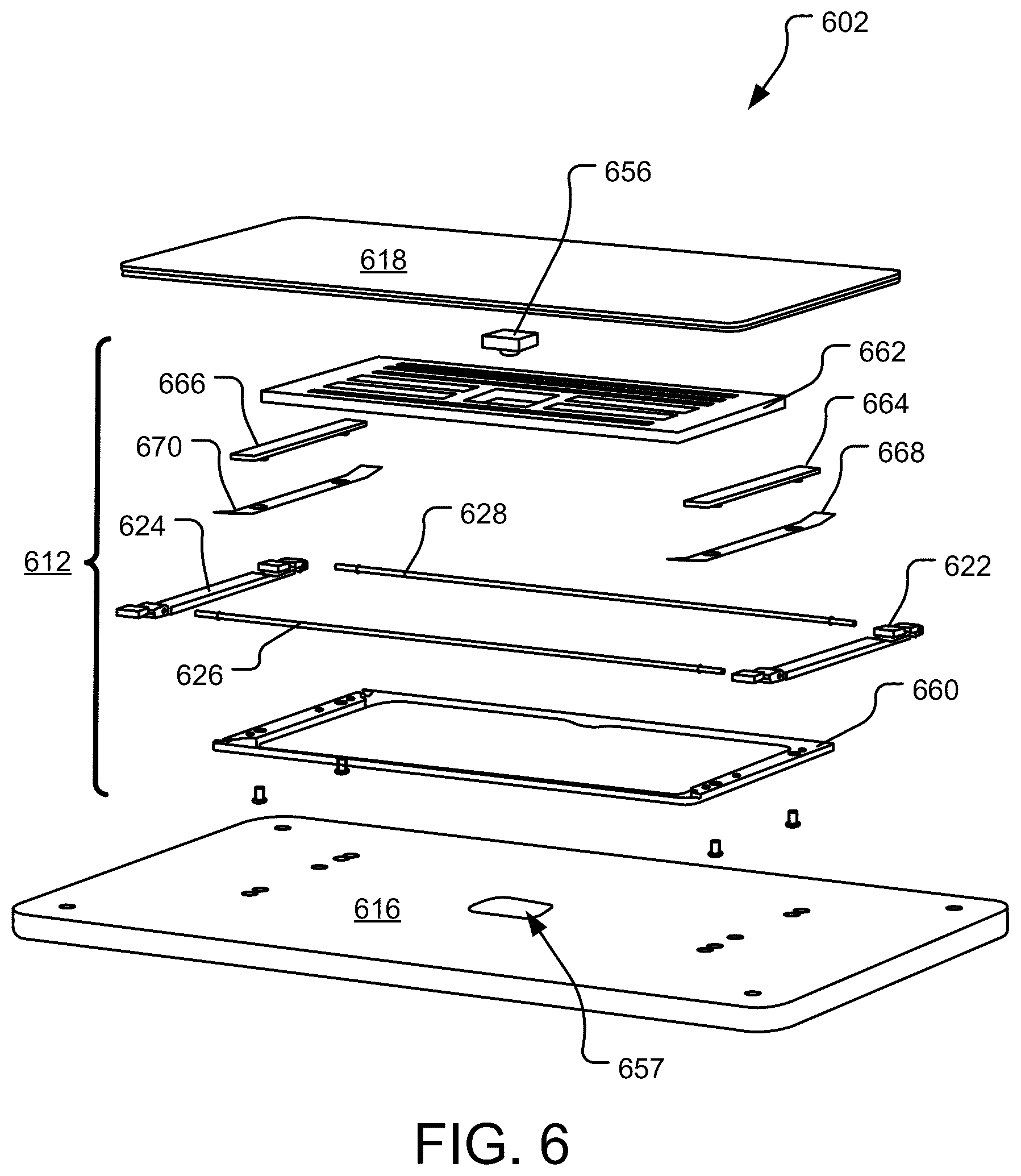 Patent US12333094 Figure 6 – Mechanical flexural parallel motion trackpad